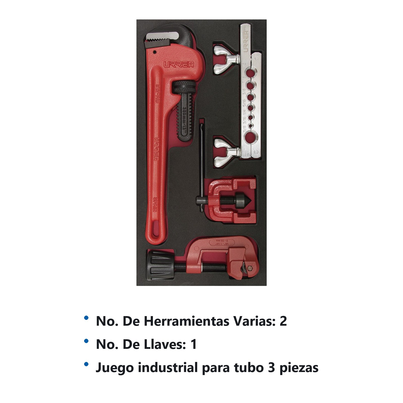 Juego de herramienta para manejo de tubo 3 piezas, CH125-C Urrea - Imagen 3