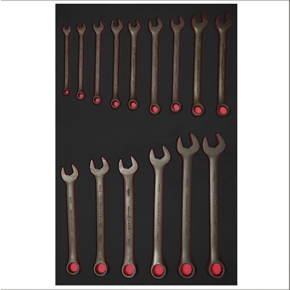 Juego de llaves combinadas fosfatizadas métricas 15 piezas, CH304-C Urrea
