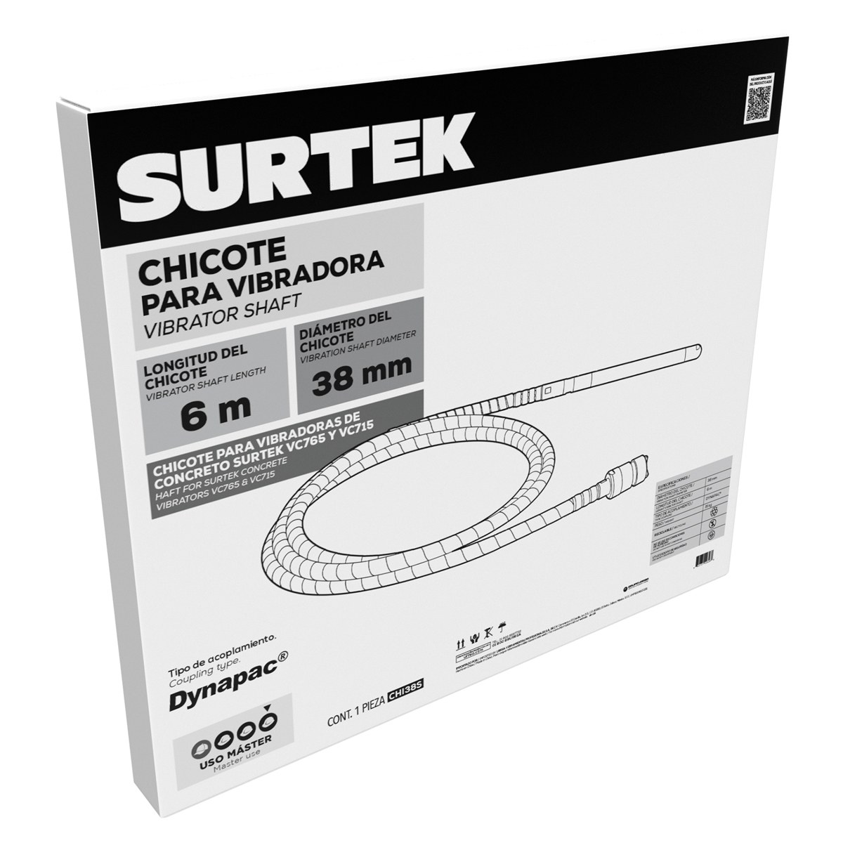 Chicote para vibradora de concreto 38 mm, 6m Surtek - Imagen 2