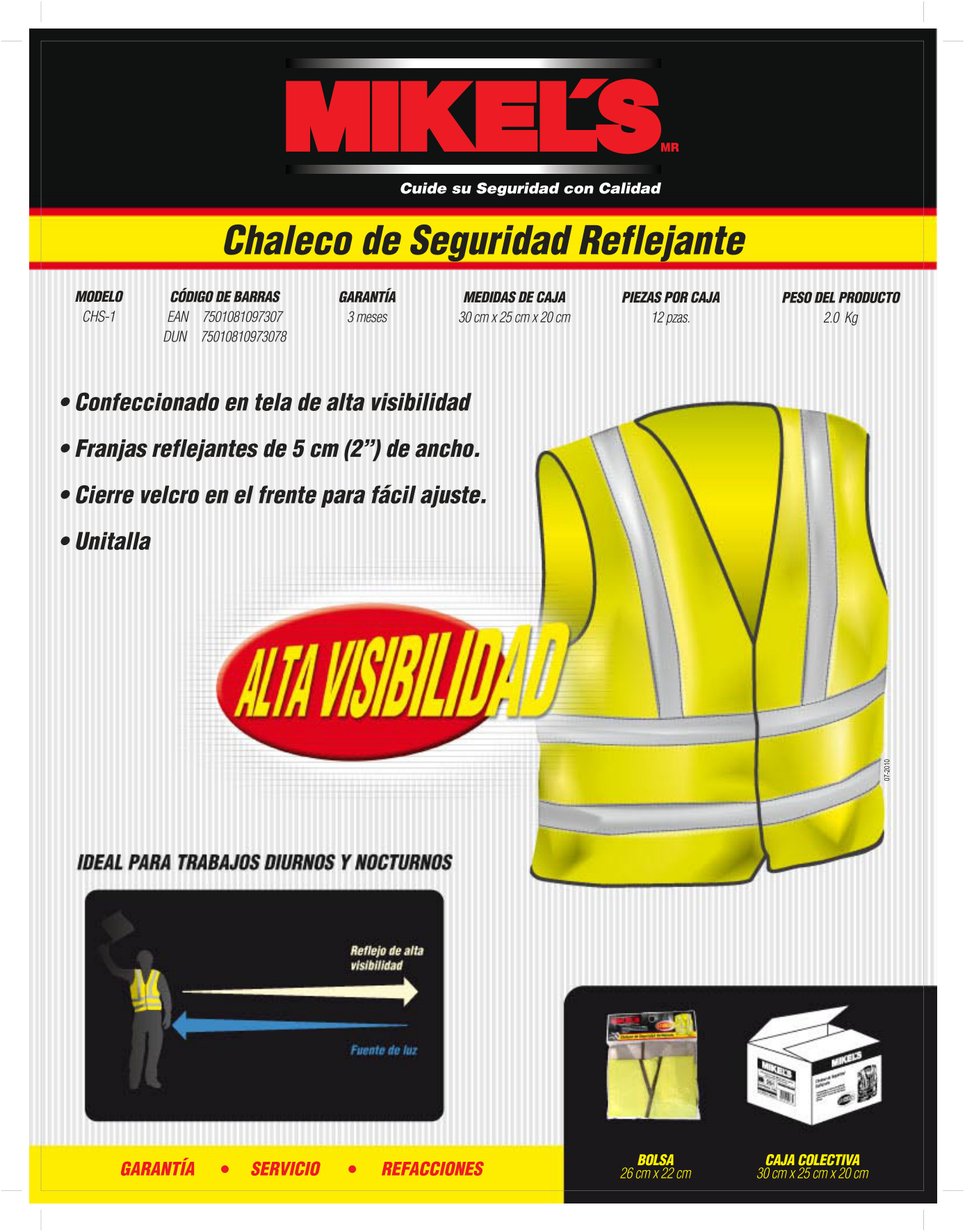 MIKELS CHS-1 Chaleco de seguridad reflejante (amarillo) - Imagen 4