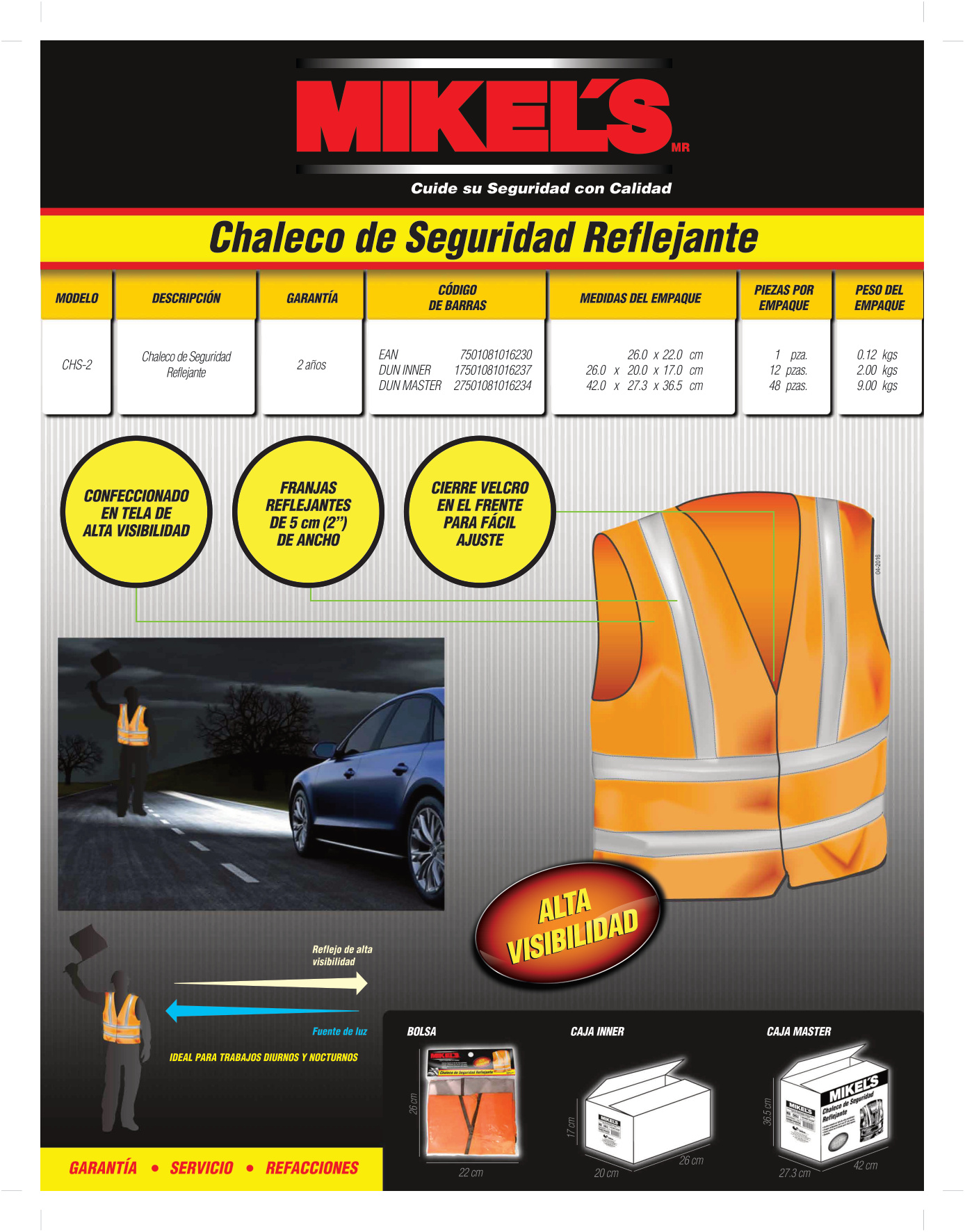 MIKELS CHS-2 Chaleco de seguridad reflejante (naranja) - Imagen 4