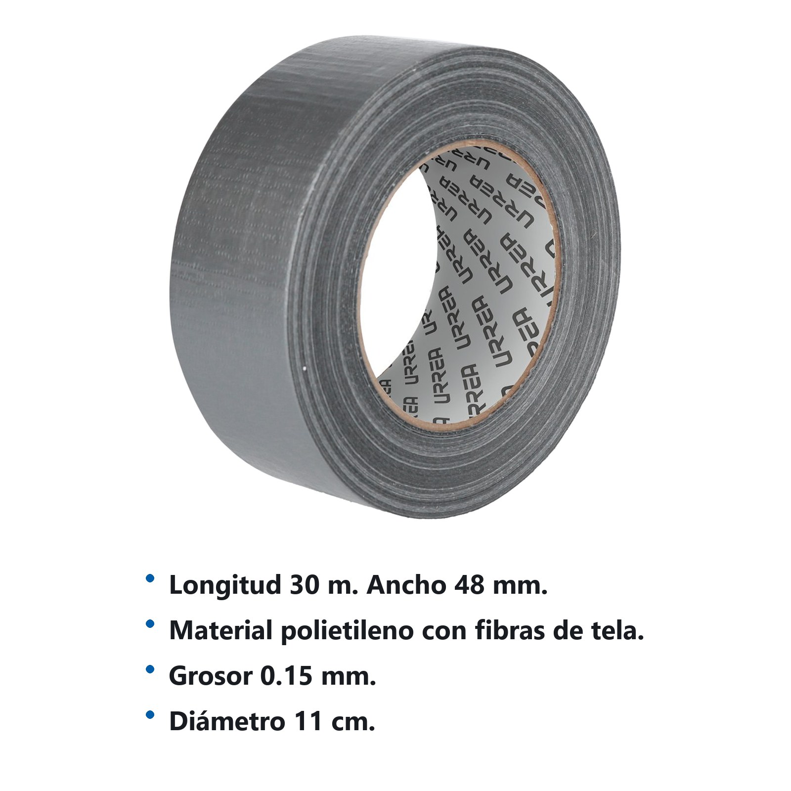 Cinta gris para ducto 48 mm x 30 m Urrea - Imagen 3