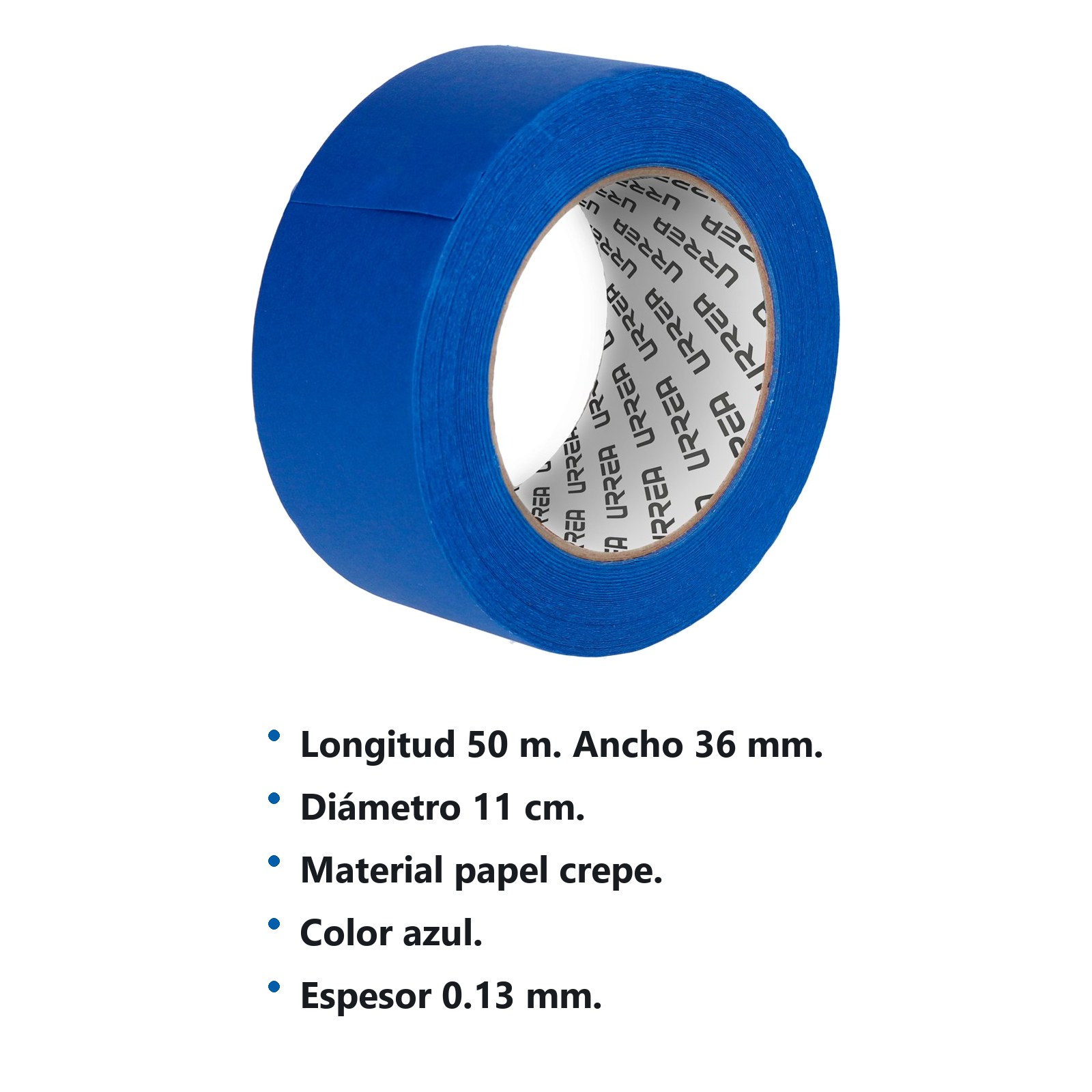 Cinta masking tape azul para enmascarar 36 mm x 50 m Urrea - Imagen 2