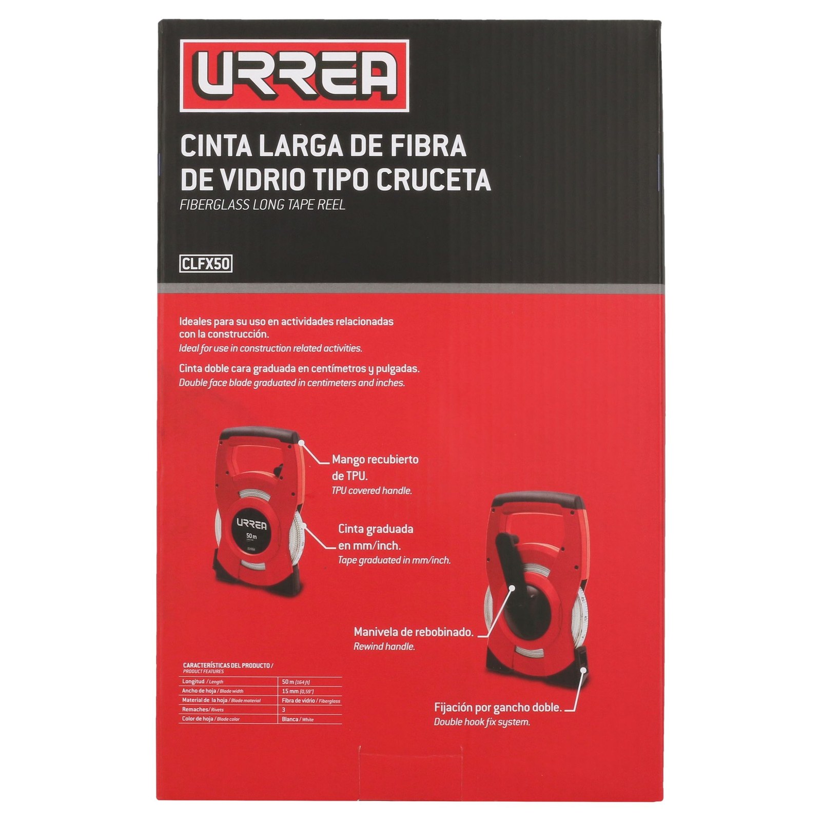 Cinta larga de fibra de vidrio tipo cruceta 50 m Urrea - Imagen 4