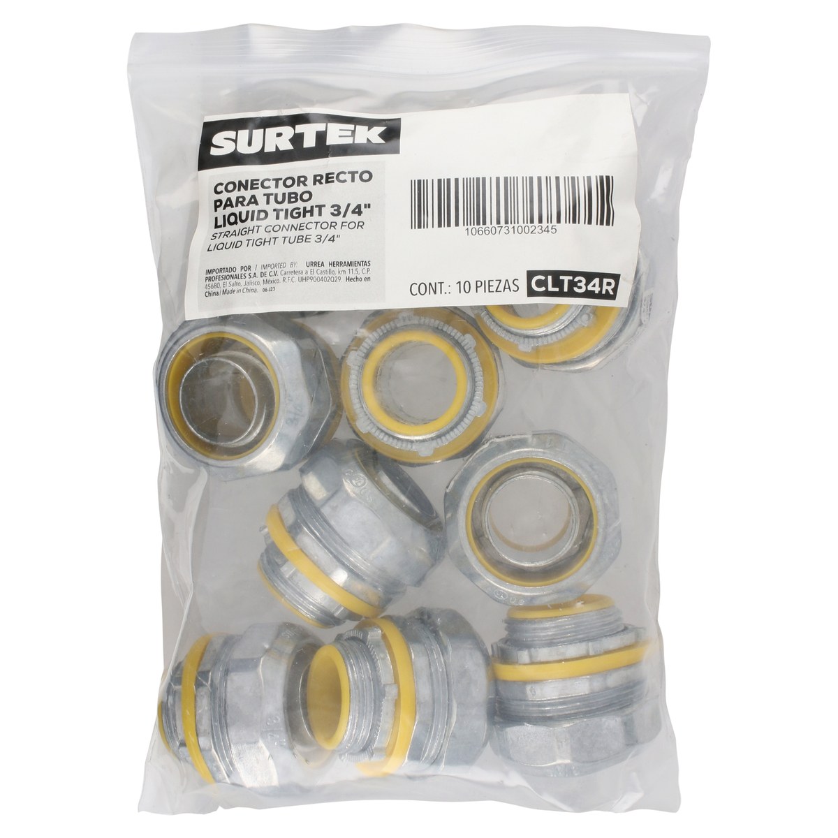 Conector recto para tubo liquid tight 3/4" Surtek - Imagen 3