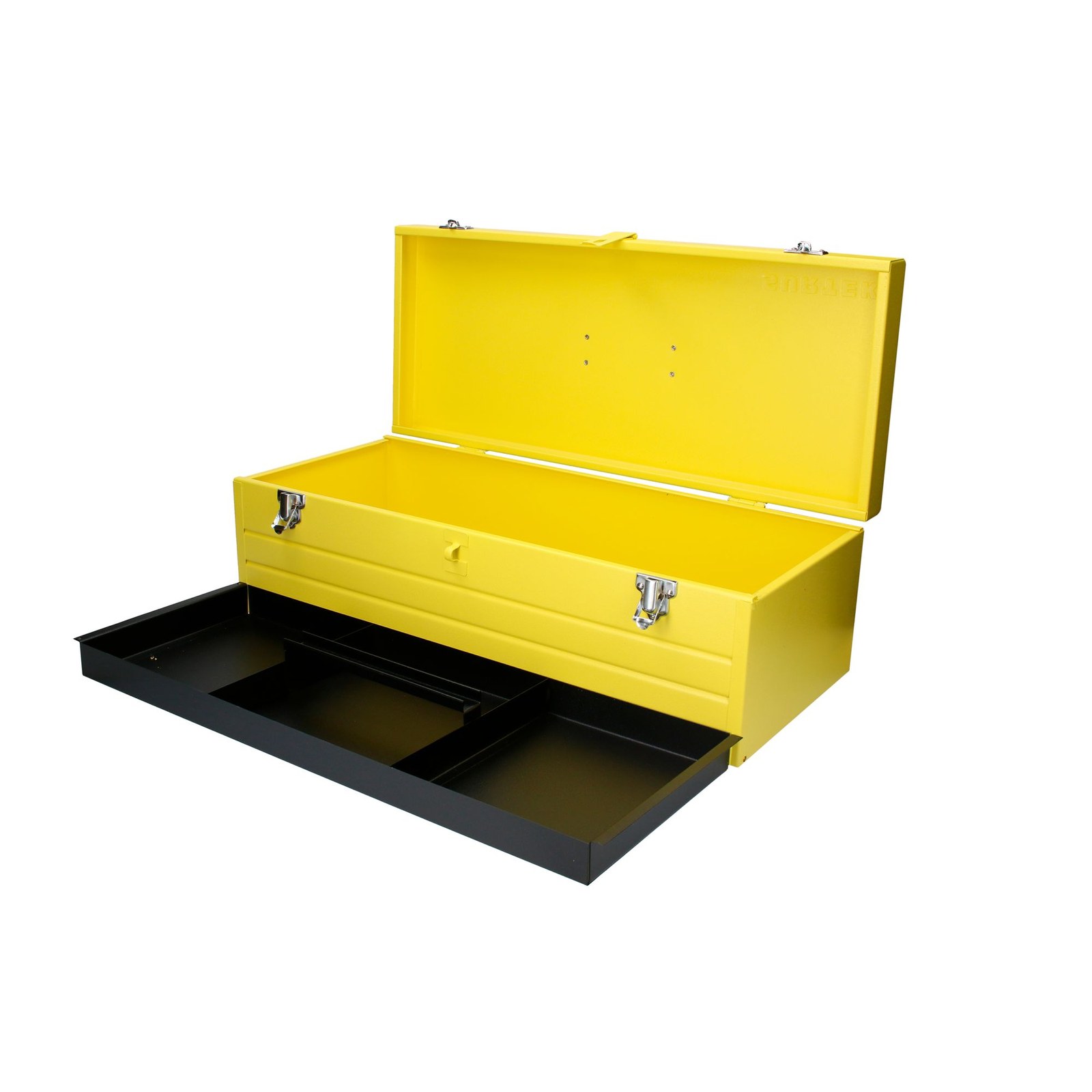 Caja portaherramientas metálica color amarillo con charola 23" x 9" x 7" Surtek - Imagen 2