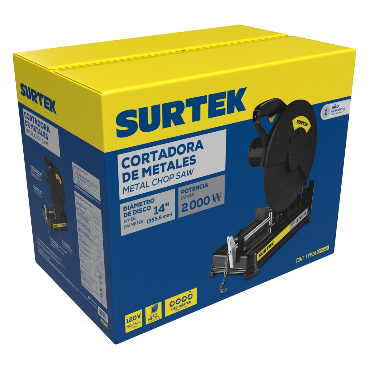 Cortadora de metales 14" 2000 W 120 V, 3900 RPM Surtek - Imagen 2