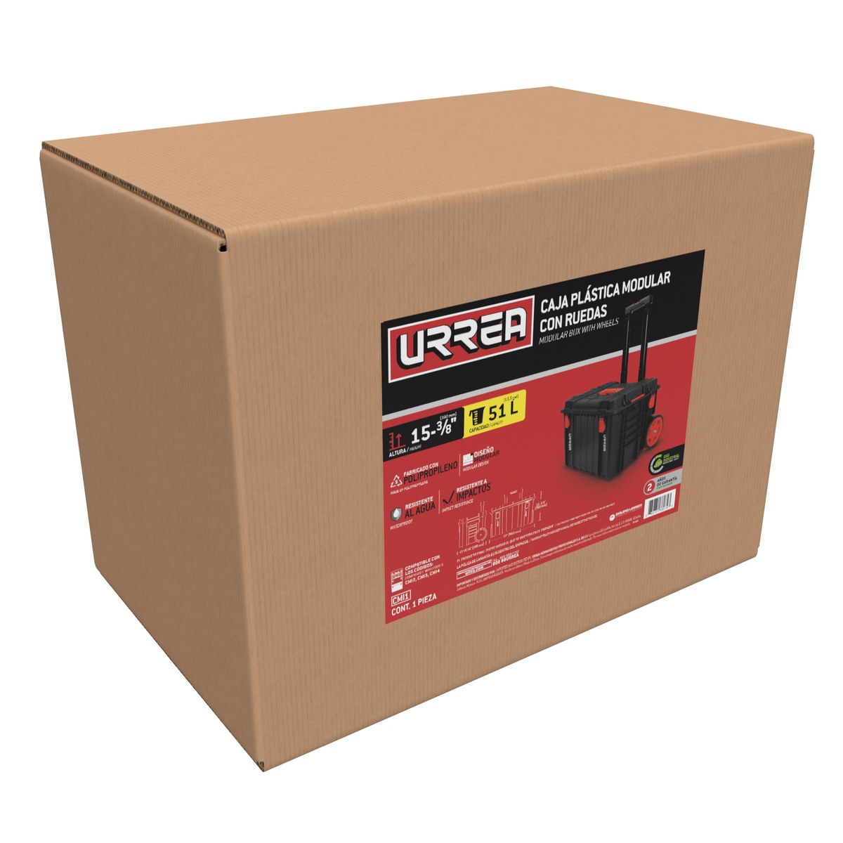 Caja modular plástica color negro 22" x 12-1/2" x 16" Urrea - Imagen 2