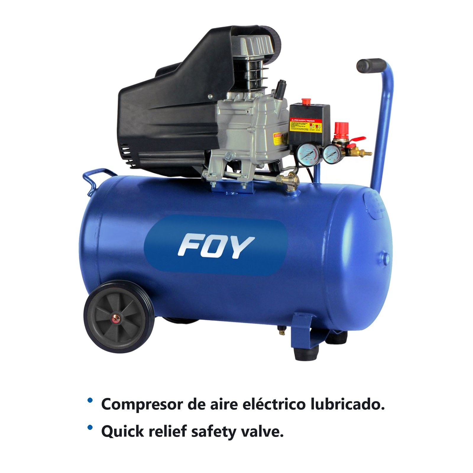 Compresor de aire eléctrico lubricado con pistola y manguera 40 Lt 2 HP 120 V Foy - Imagen 2