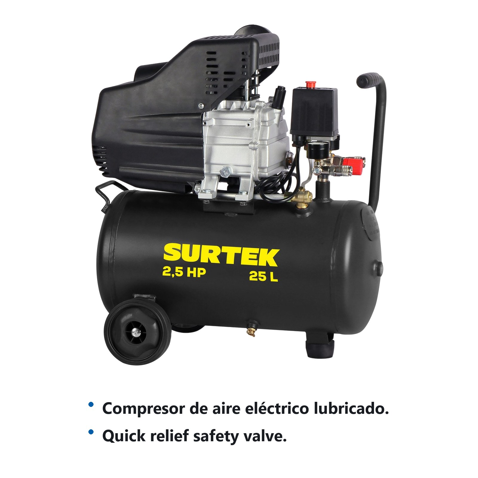 Compresor de aire eléctrico lubricado 25 Lt 2.5 HP, 120 V Surtek - Imagen 2