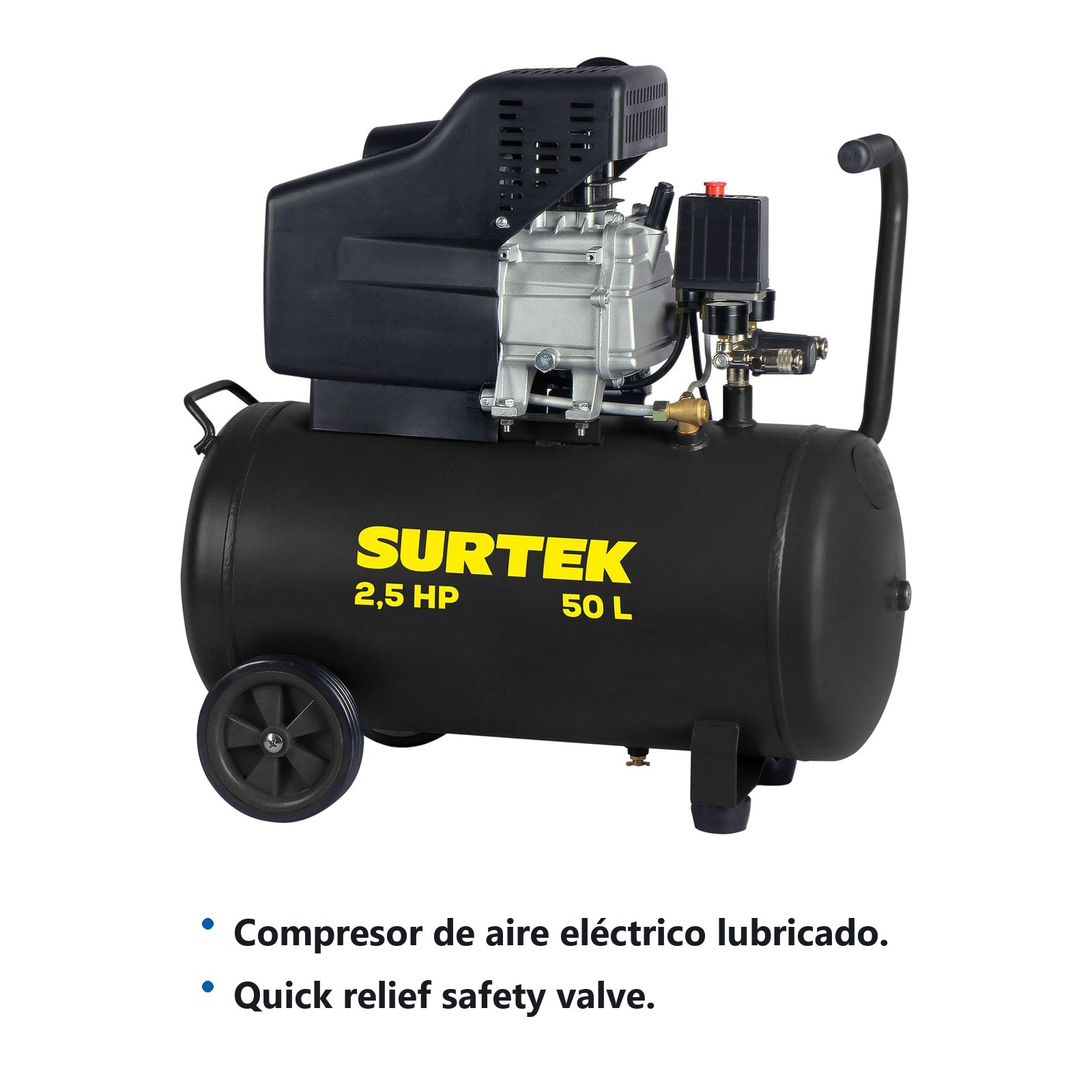 Compresor de aire eléctrico lubricado 50 Lt 3 HP, 120V Surtek - Imagen 2