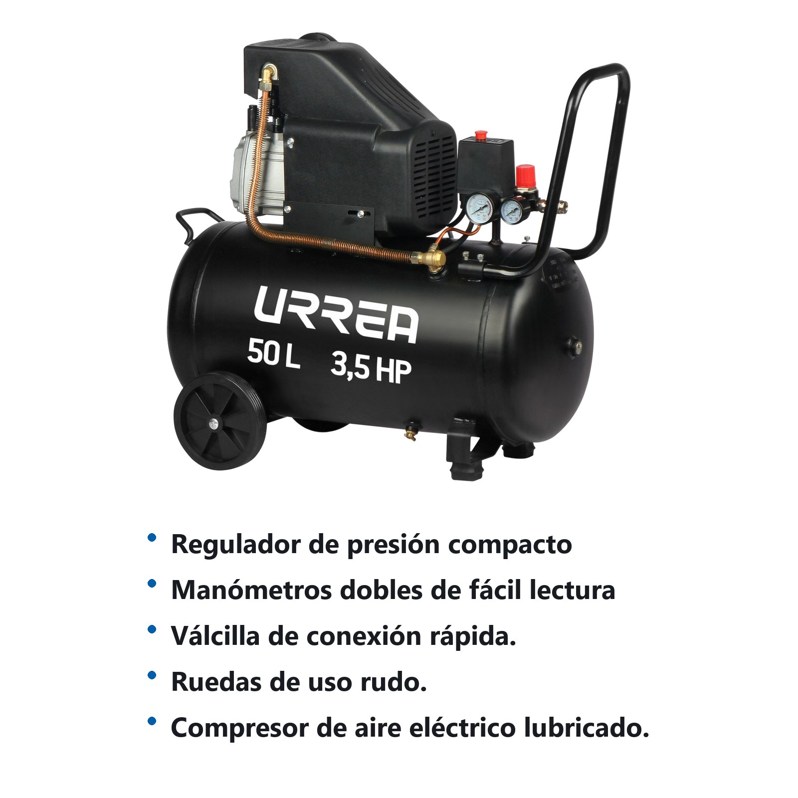 Compresor de aire eléctrico lubricado 50L, 3.5HP, 120V Urrea - Imagen 2