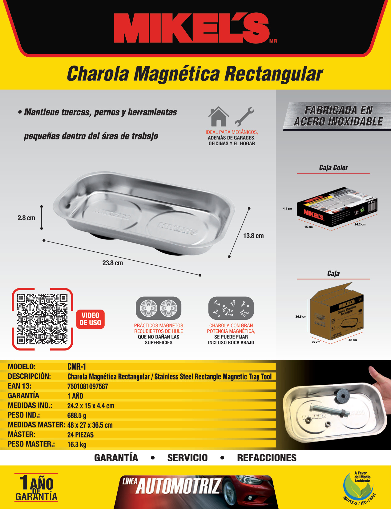 MIKELS CMR-1 Charola magnética rectangular - Imagen 4