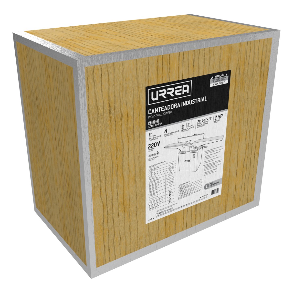 Canteadora 8" 1,491 W 220 V, 5000 RPM 1 fase Urrea - Imagen 2
