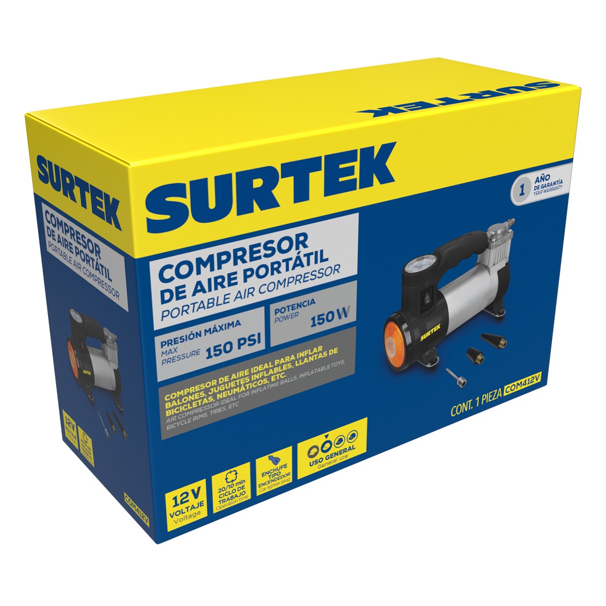 Compresor de aire 150PSI, 12V Surtek - Imagen 2