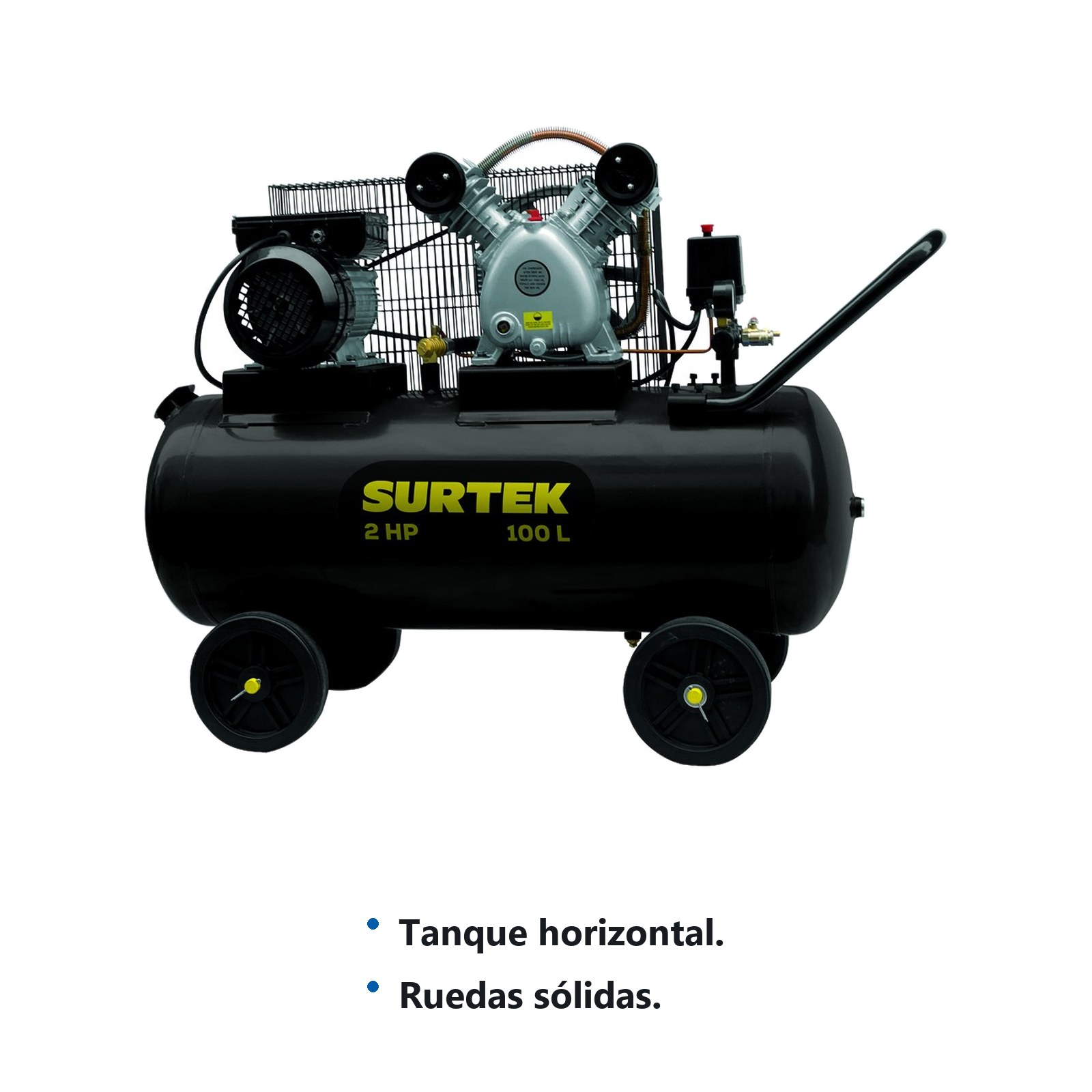 Compresor de aire eléctrico con transmisión de banda 100L, 2HP, 127V Surtek - Imagen 2