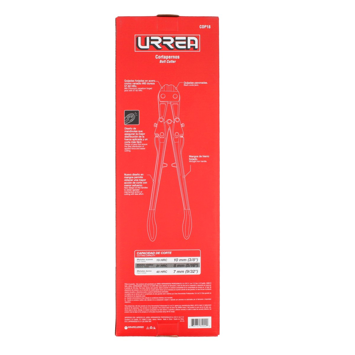 Cortapernos forjado 18" Urrea - Imagen 3