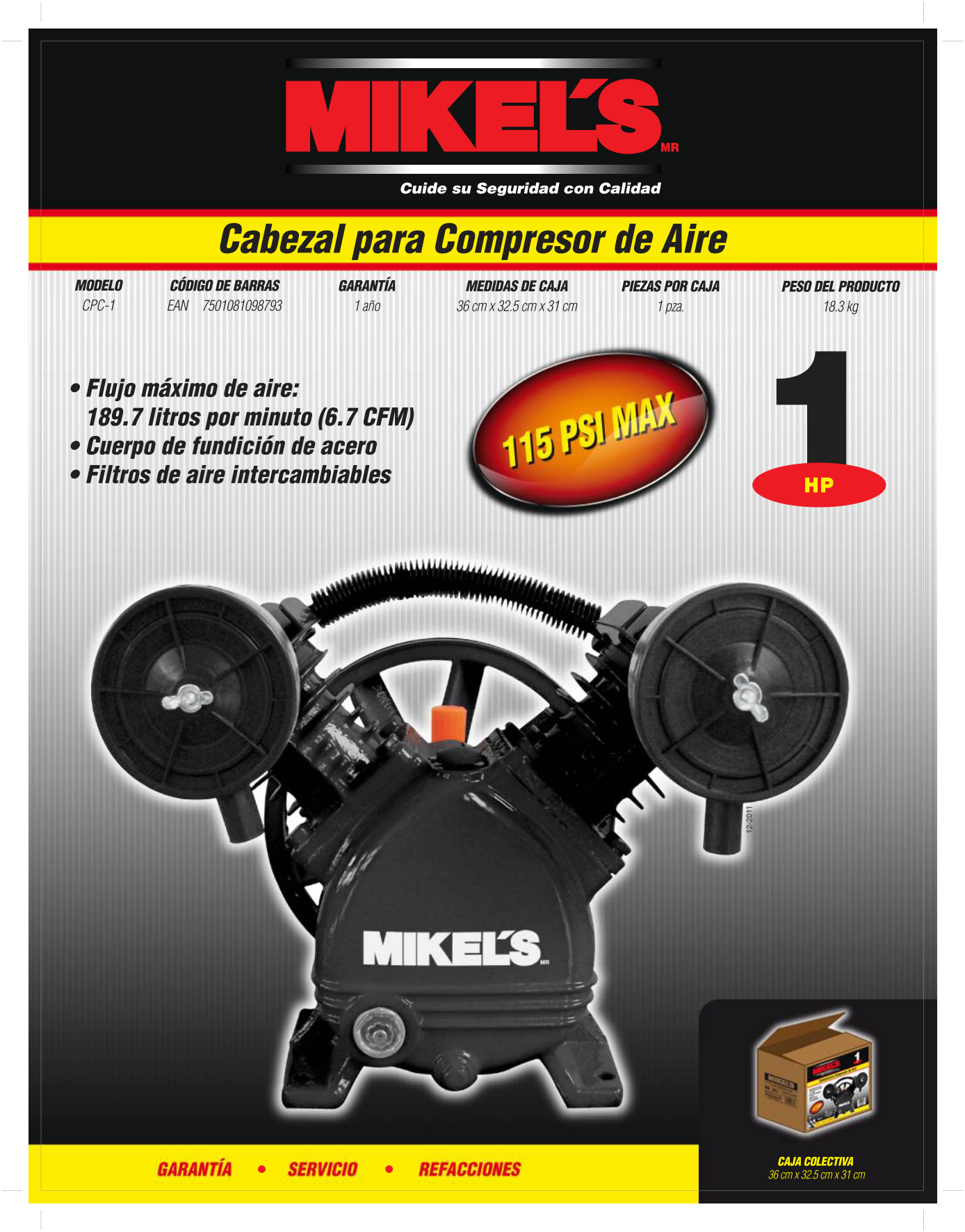 MIKELS CPC-1 Cabezal para compresor (1 HP) - Imagen 4
