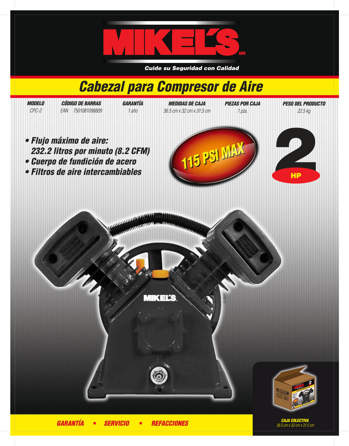 MIKELS CPC-2 Cabezal para compresor (2 HP) - Imagen 4