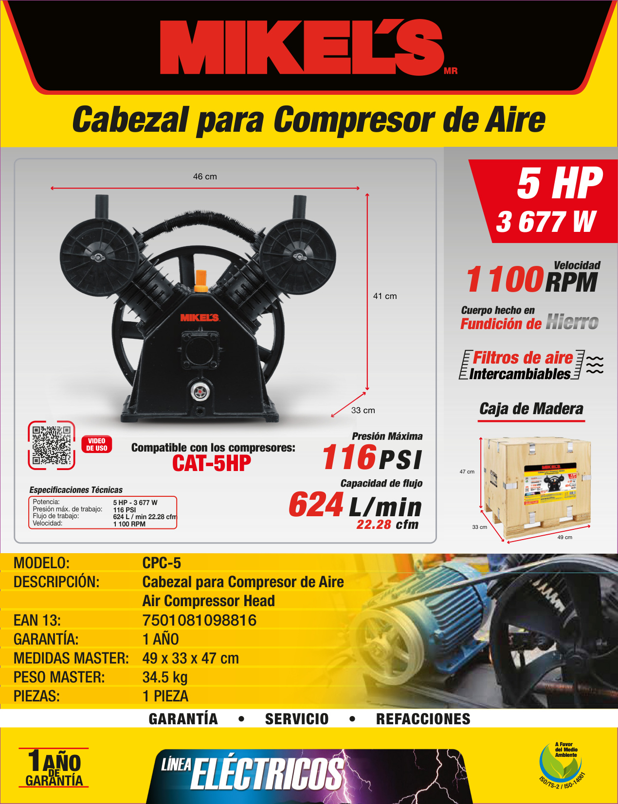 MIKELS CPC-5 Cabezal para compresor (5 HP) - Imagen 4