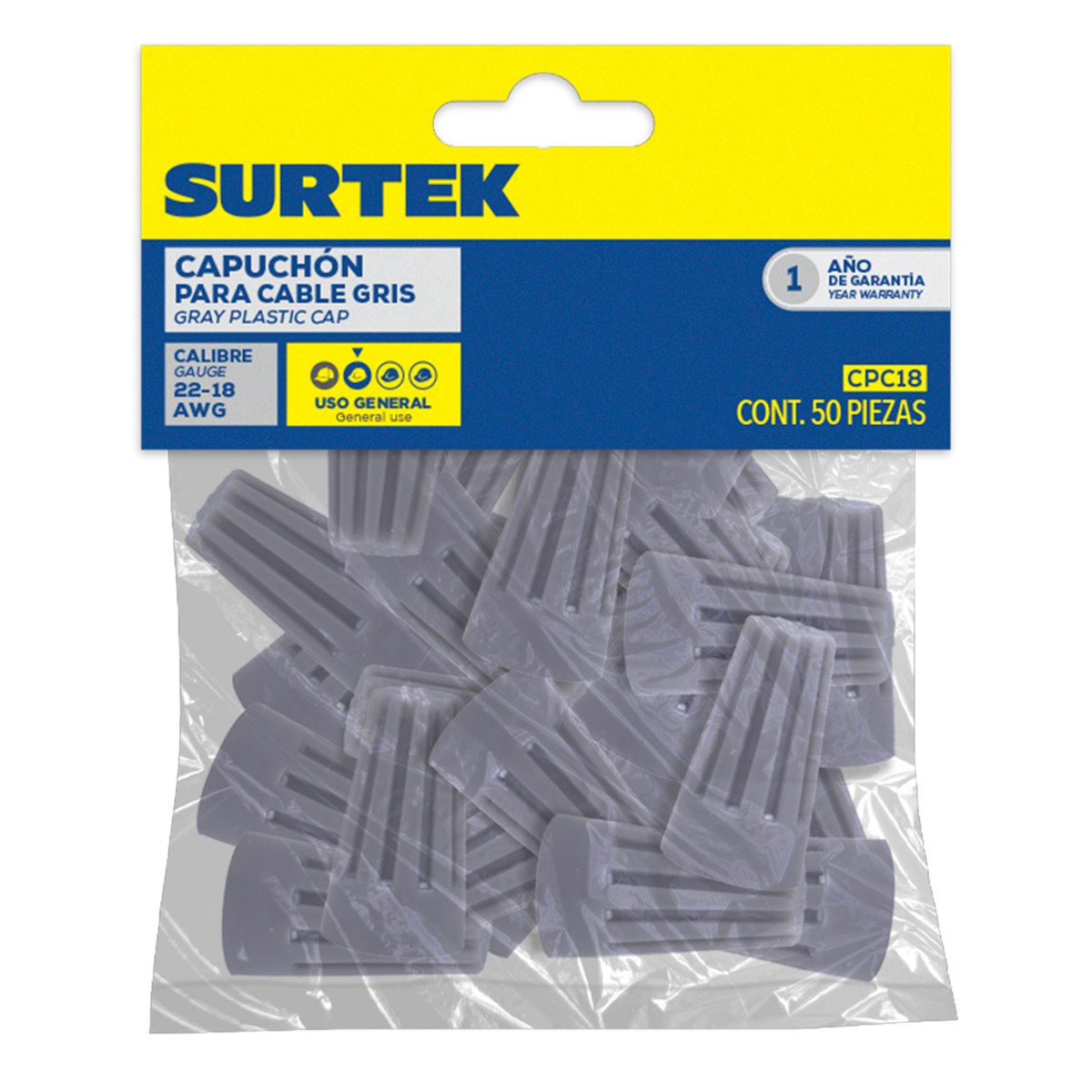 Capuchón para cable calibre 22 - 18, color gris Surtek - Imagen 2