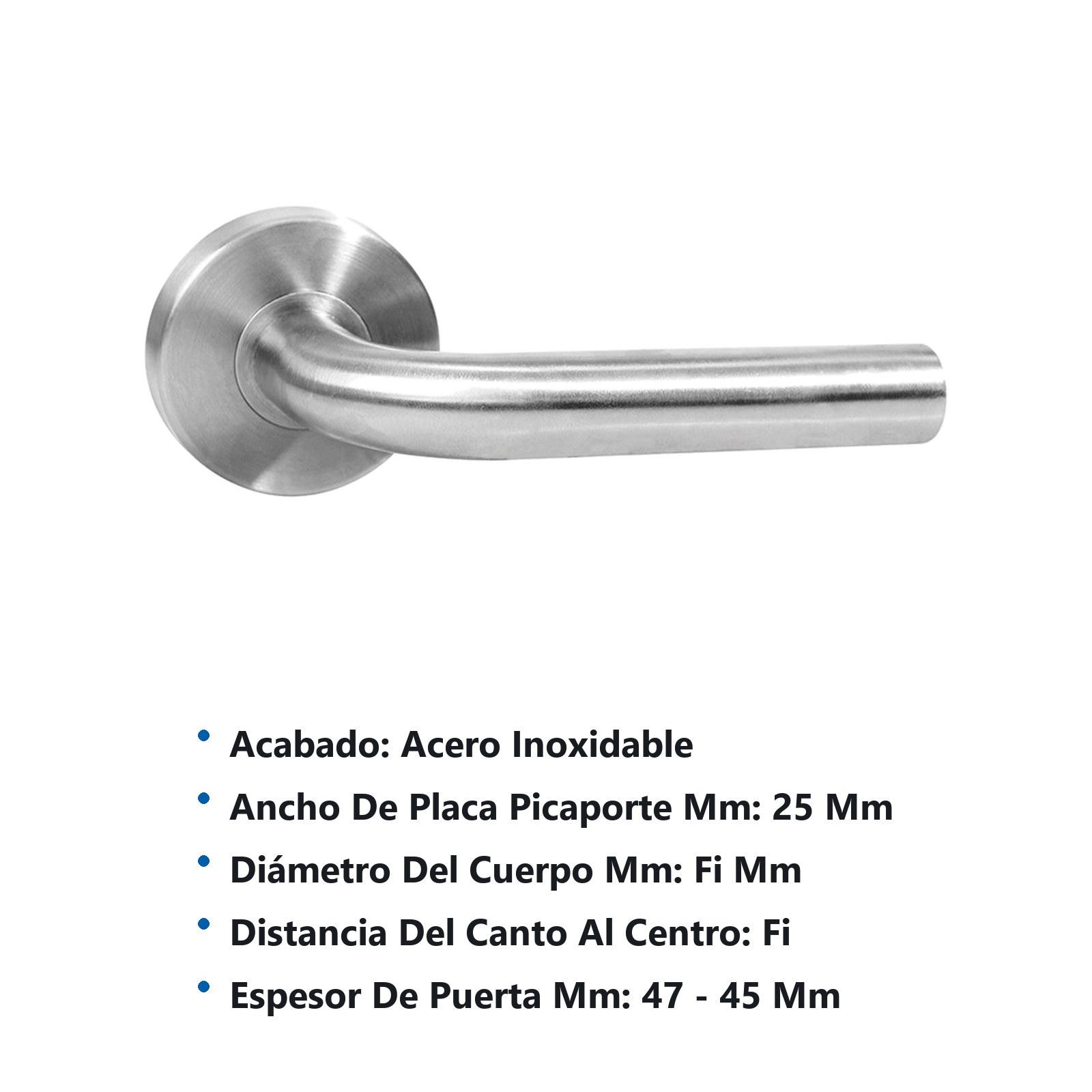 Manija tubular Calabria función de paso, acero inoxidable, en caja Proforza - Imagen 2