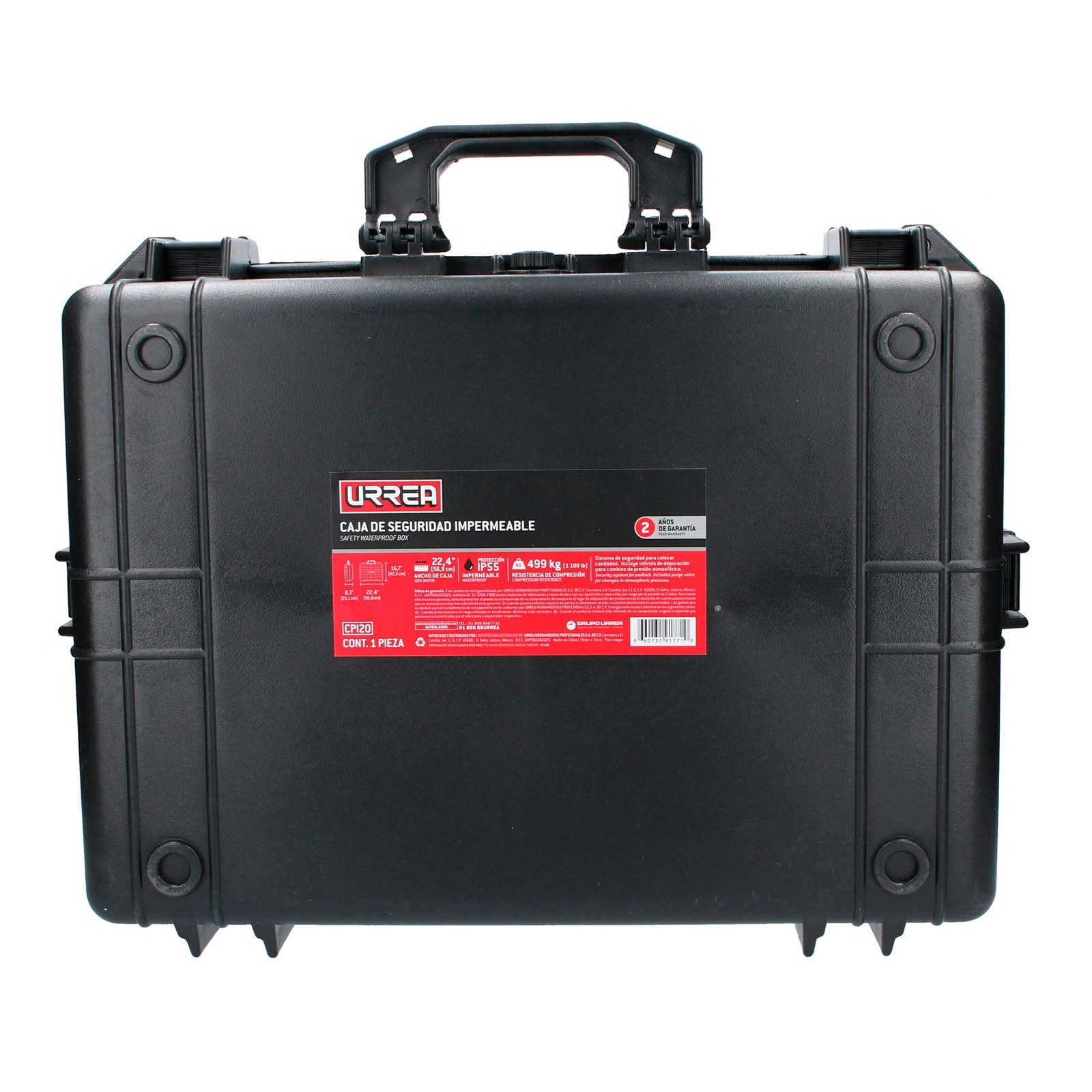 Caja portaherramientas plástica de seguridad impermeable 20" x 16" x 8" Urrea - Imagen 4