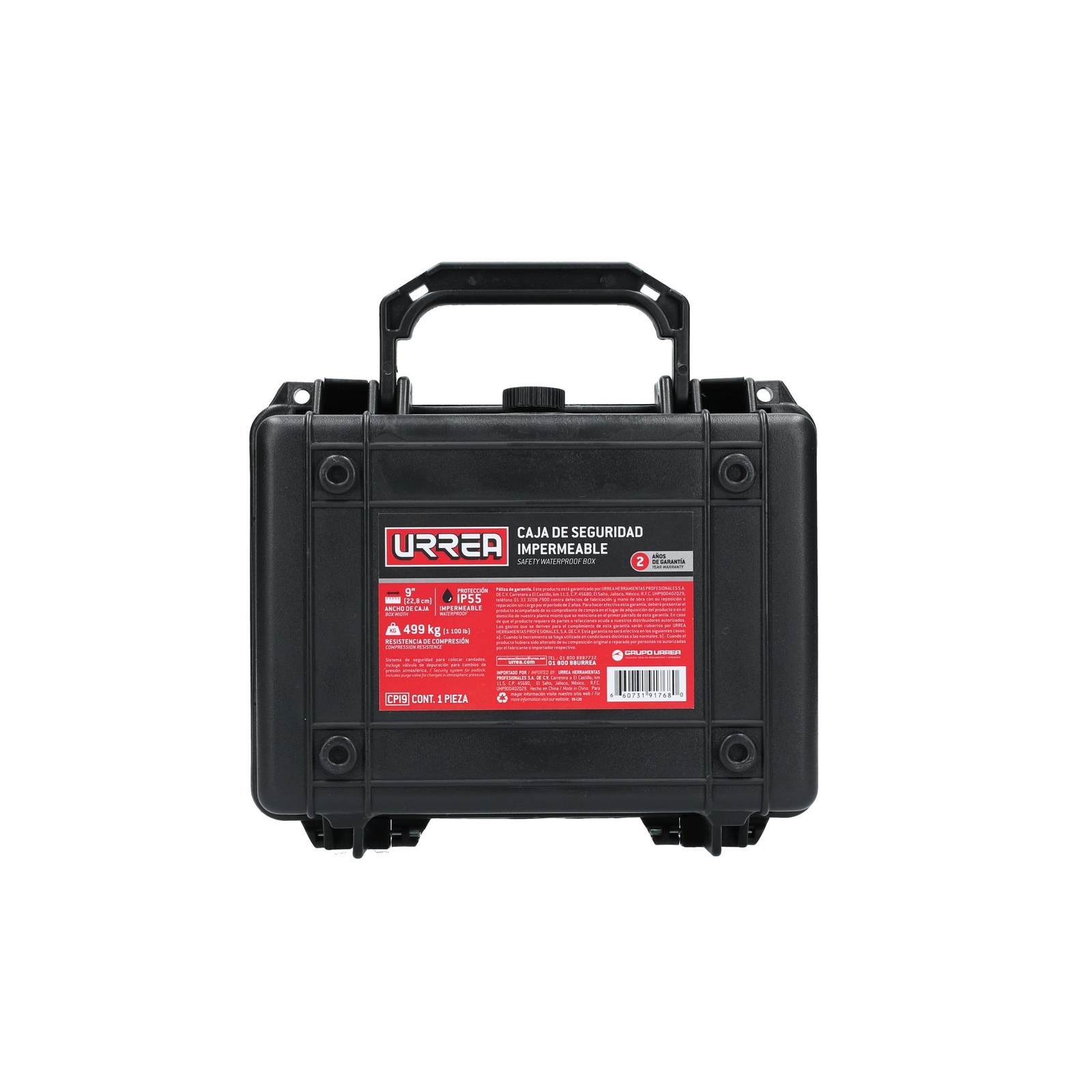 Caja portaherramientas plástica de seguridad impermeable 9" x 7" x 4" Urrea - Imagen 4