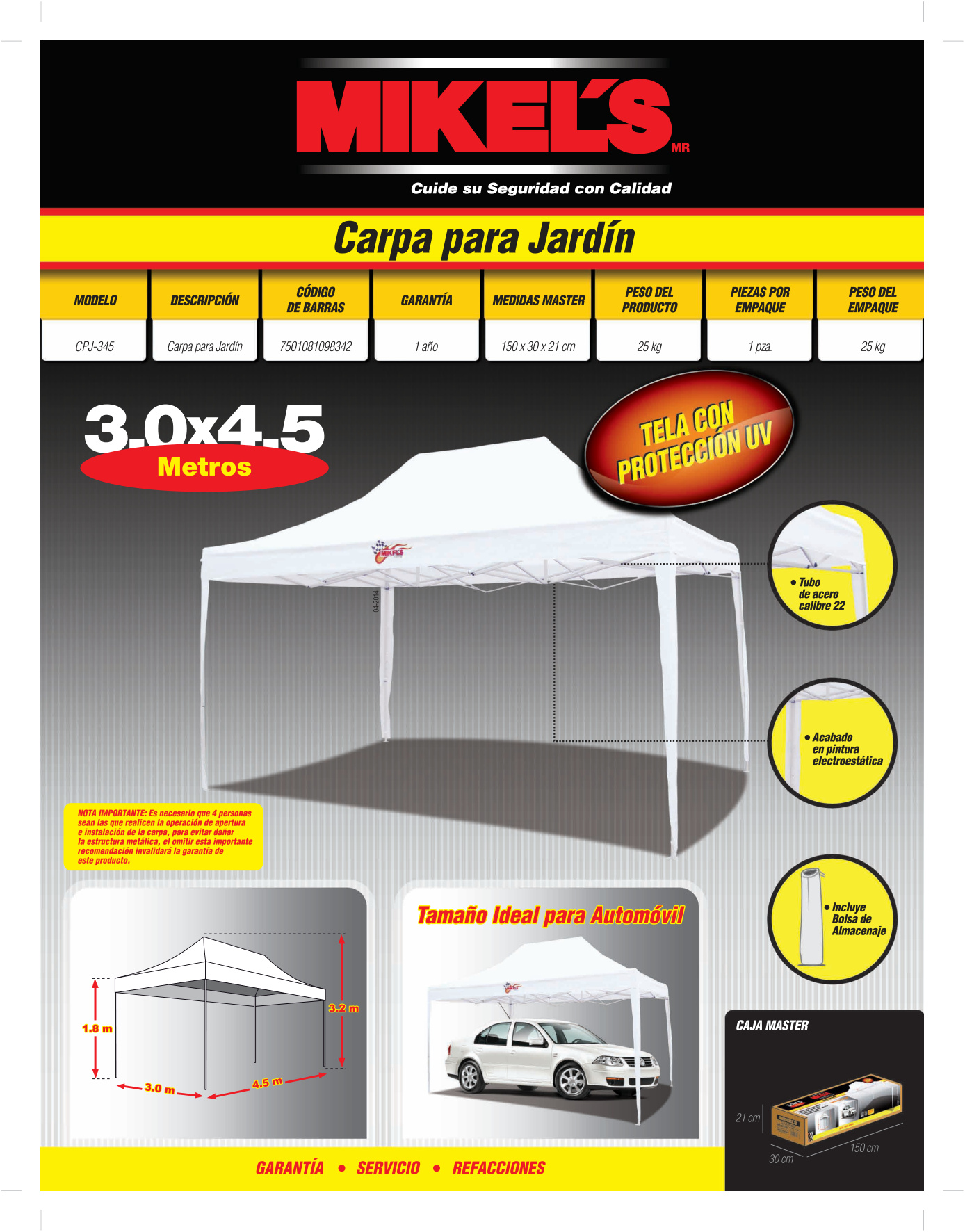 GARDENS CPJ-345 Carpa para jardín (3 mts X 4.5 mts) - Imagen 4