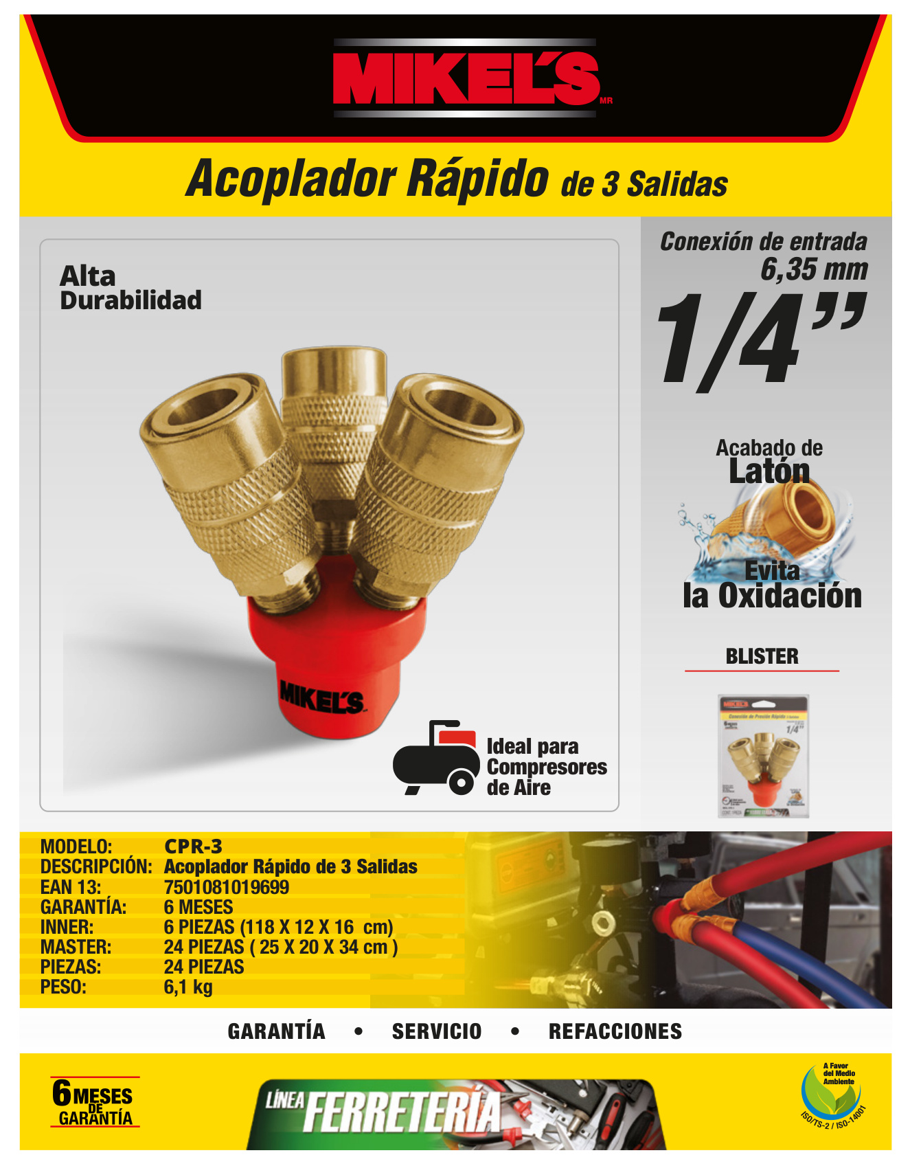 MIKELS CPR-3 Conexión de presión rápida 3 salidas - Imagen 4