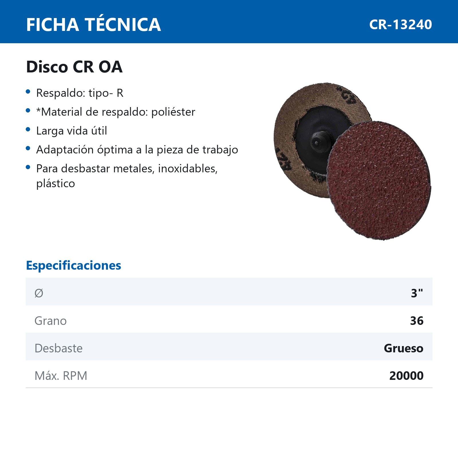 DISCO 3" CAMBIO RAP. AO  G36 TIPO R POLIESTER (Precio x pieza - Empaque c/25 pzas) - Imagen 3