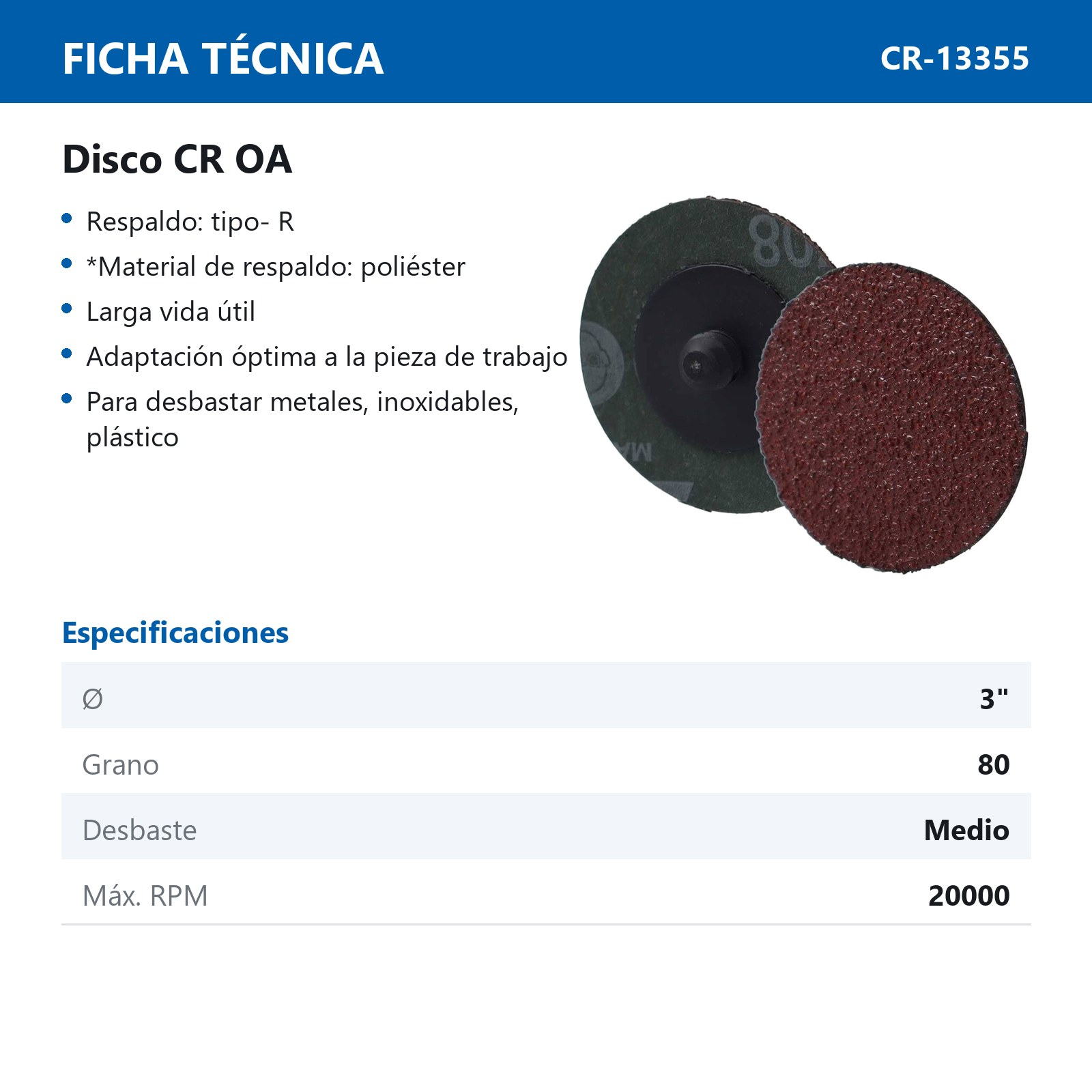 DISCO 2'' CAMBIO RAP. AO  G36 TIPO R TELA DE FIBRA (Precio x pieza - Empaque c/50 pzas) - Imagen 3