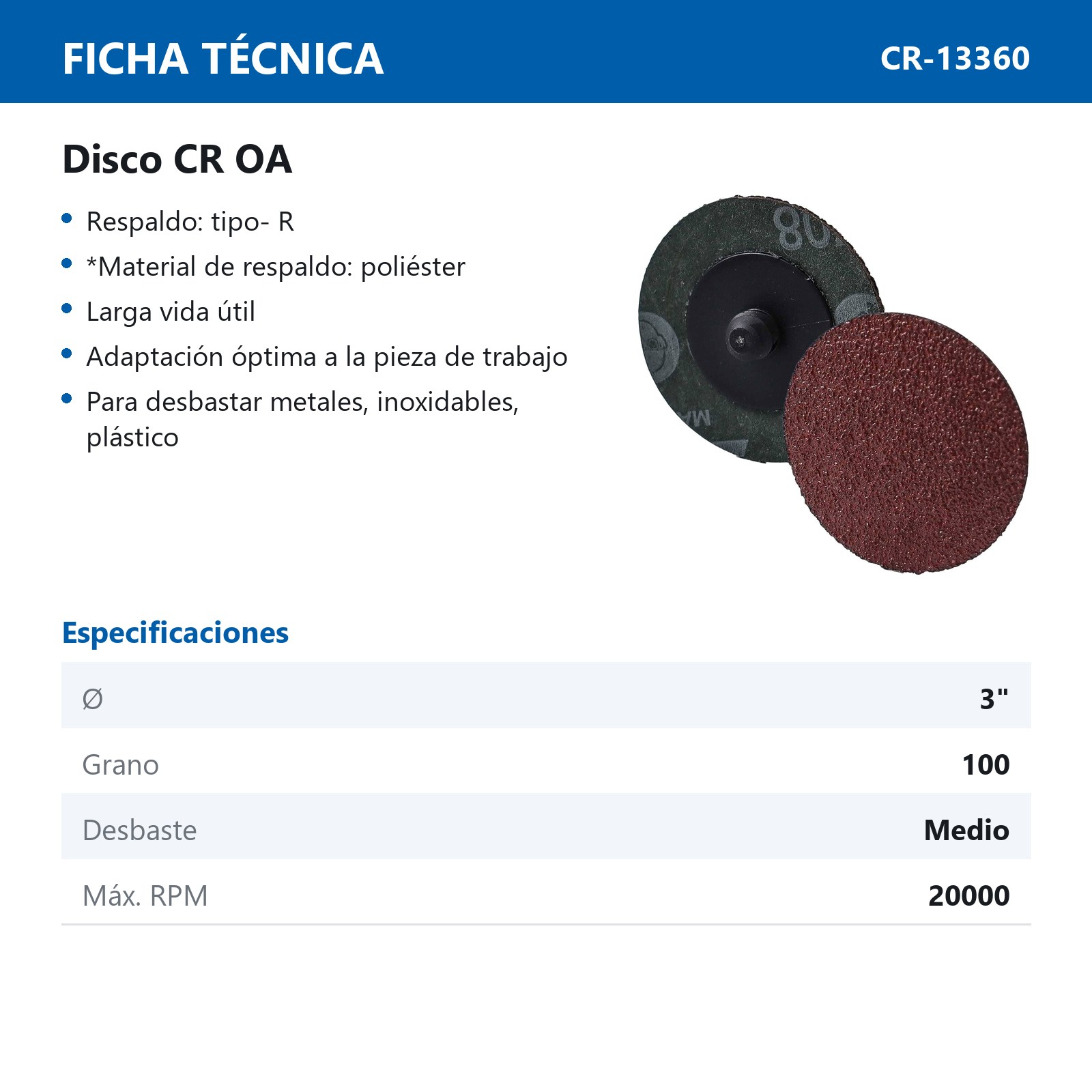 DISCO 2'' CAMBIO RAP. AO  G40 TIPO R TELA DE FIBRA (Precio x pieza - Empaque c/50 pzas) - Imagen 3