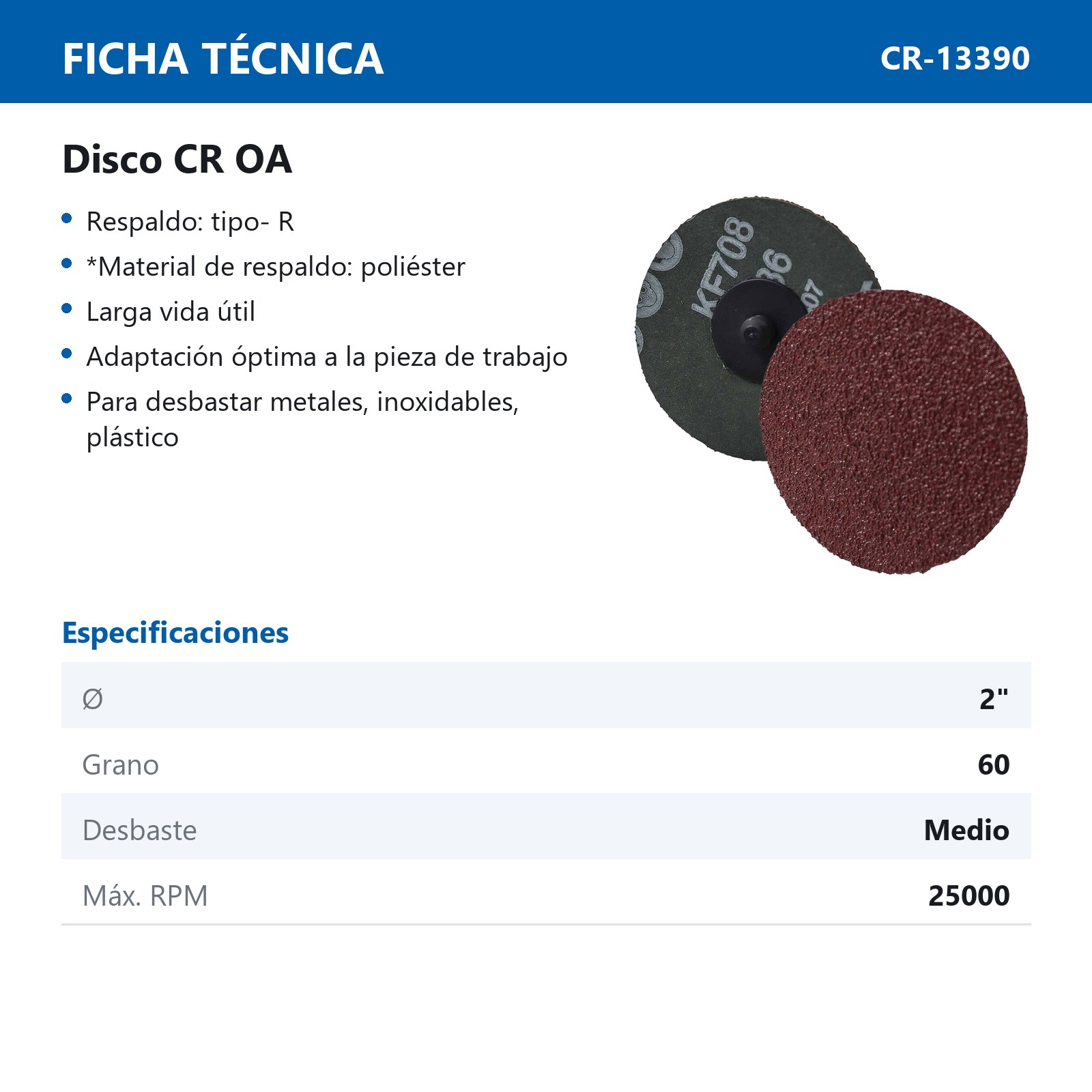 DISCO 3'' CAMBIO RAP. AO  G36 TIPO R TELA DE FIBRA (Precio x pieza - Empaque c/25 pzas) - Imagen 3