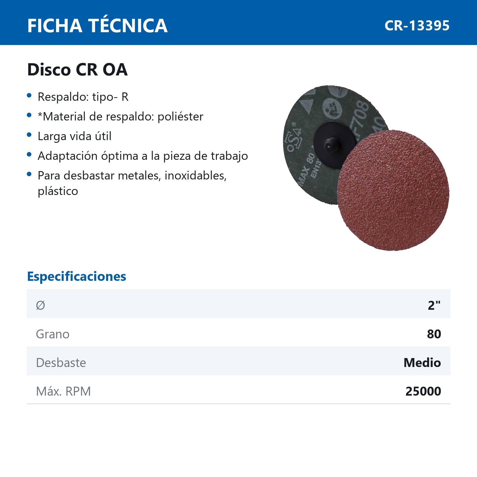 DISCO 3'' CAMBIO RAP. AO  G40 TIPO R TELA DE FIBRA (Precio x pieza - Empaque c/25 pzas) - Imagen 3