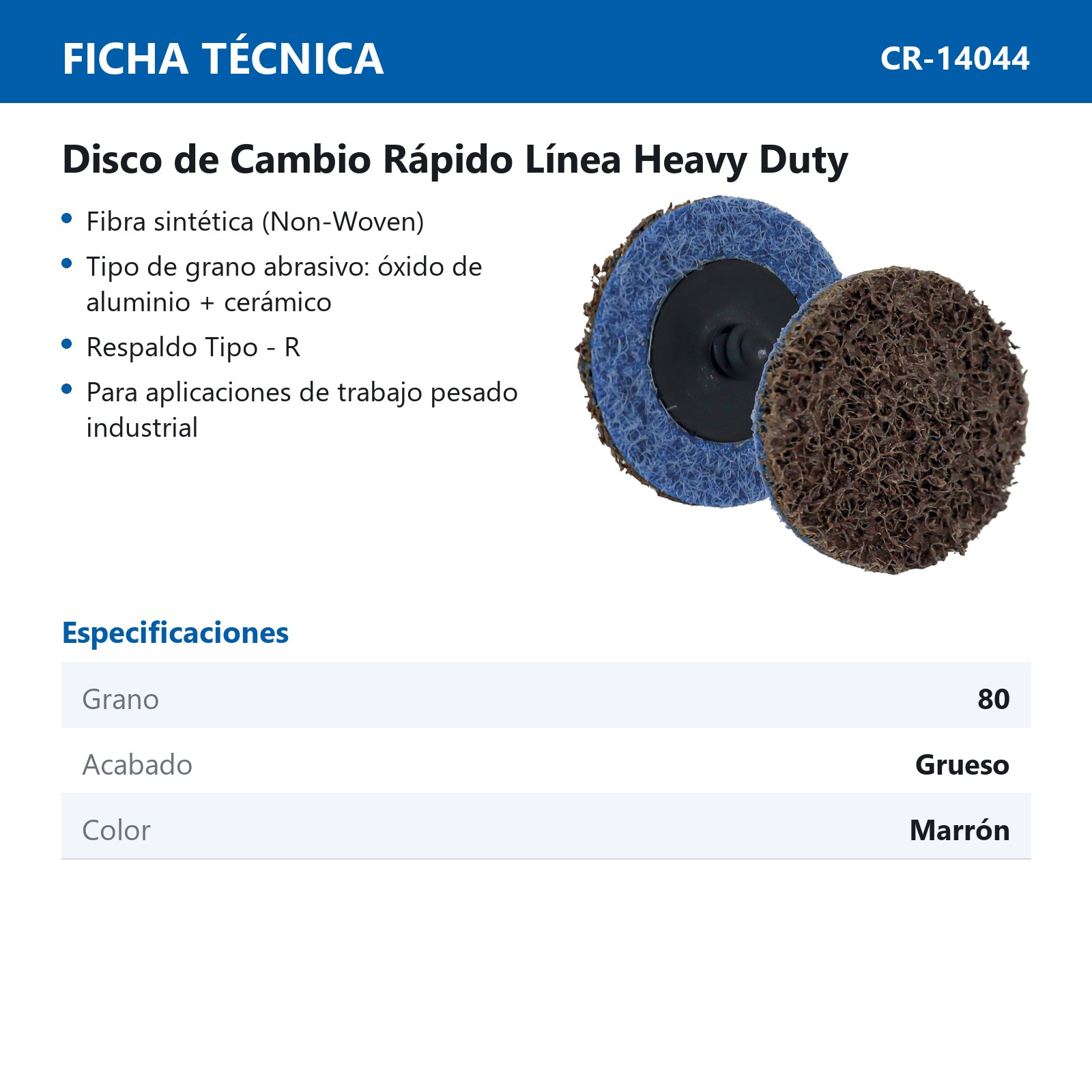 DISCO 3" CAMBIO RAP. FIBRA HD MARRON (COARSE) TIPO R (Precio x pieza - Empaque c/25 pzas) - Imagen 3