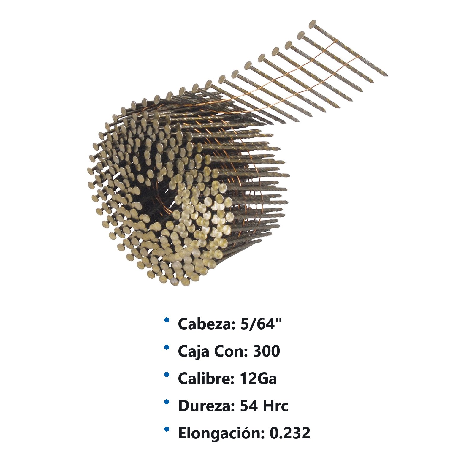 Clavos en rollo de 300 para clavadora neumática calibre 12, 2" Surtek - Imagen 2