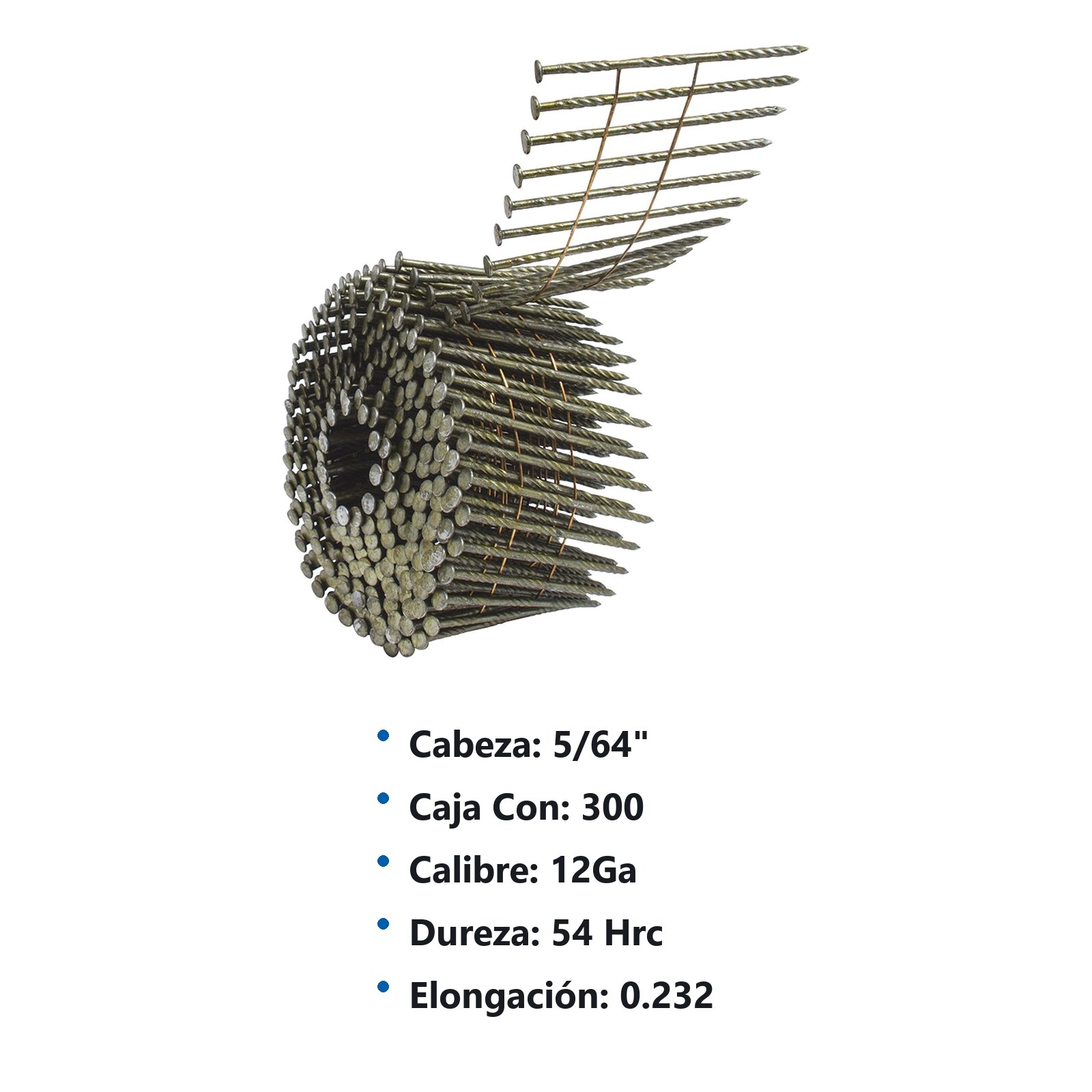 Clavos en rollo de 300 para clavadora neumática calibre 12, 2-1/2" Surtek - Imagen 2