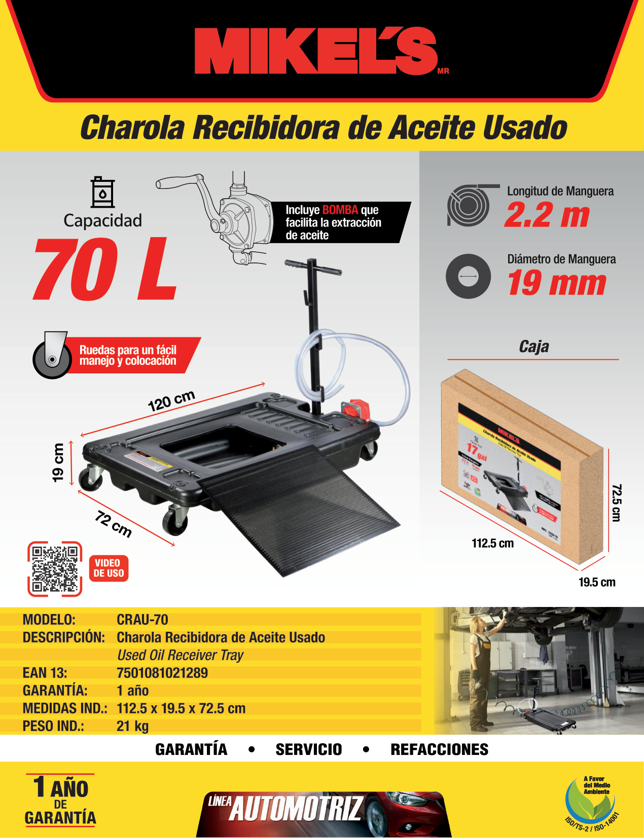 MIKELS CRAU-70 Charola Recibidora de aceite usado  (70 lts) - Imagen 4