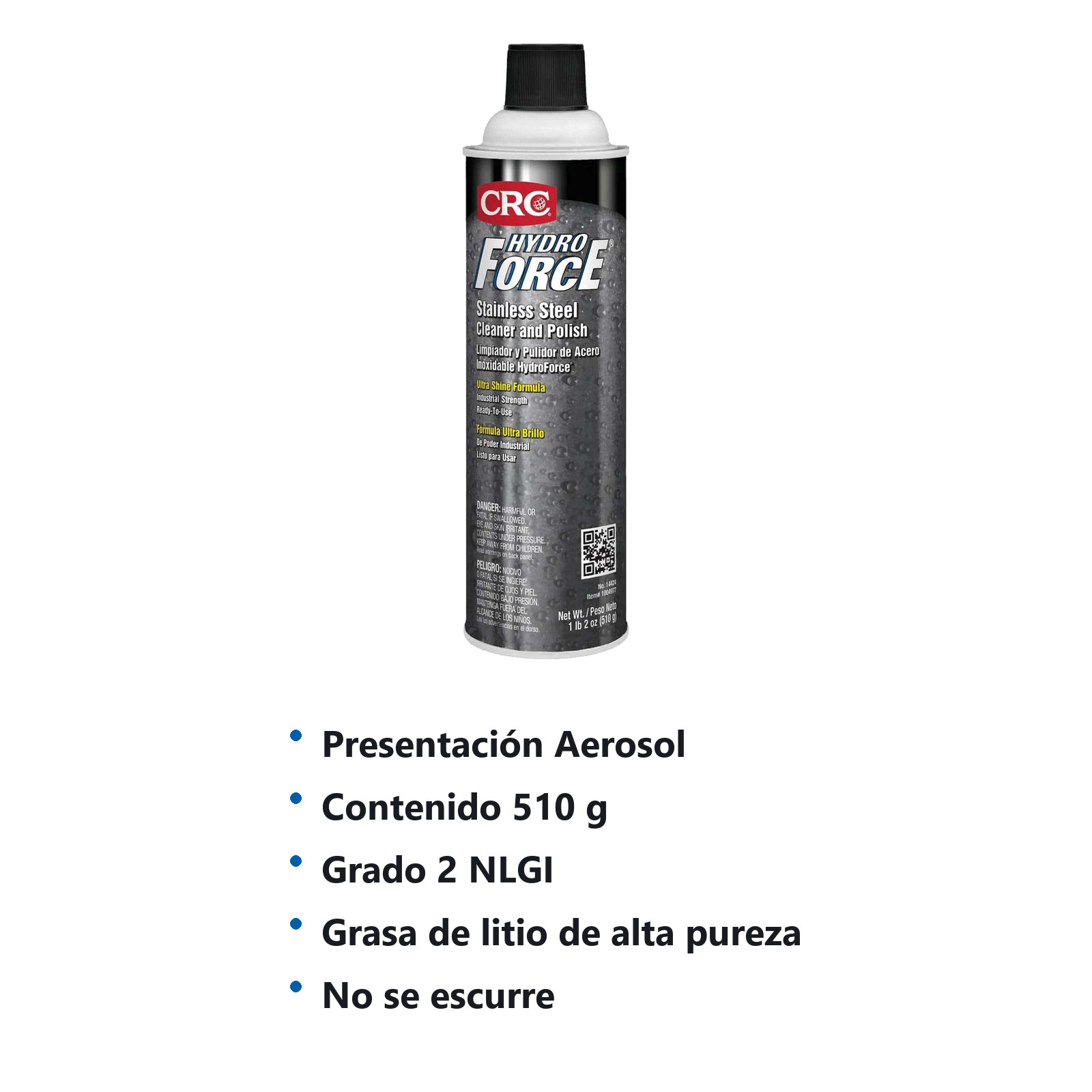 LIMPIADOR Y PULIDOR DE ACERO INOXIDABLE HYDROFORCE AEROSOL (510g) - Imagen 2