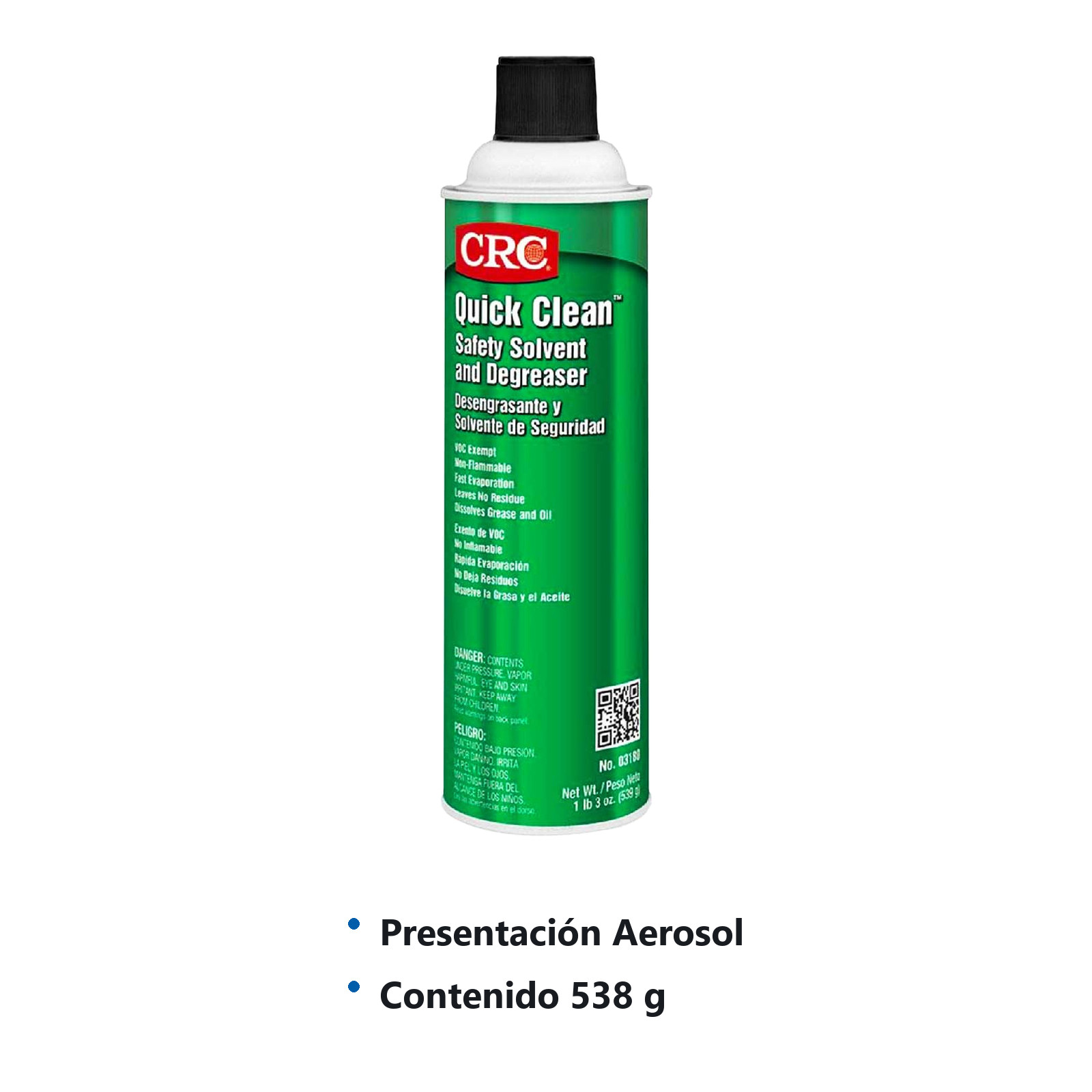 DESENGRASANTE Y SOLVENTE DE SEGURIDAD QUICK CLEAN AEROSOL (538 g) - Imagen 2