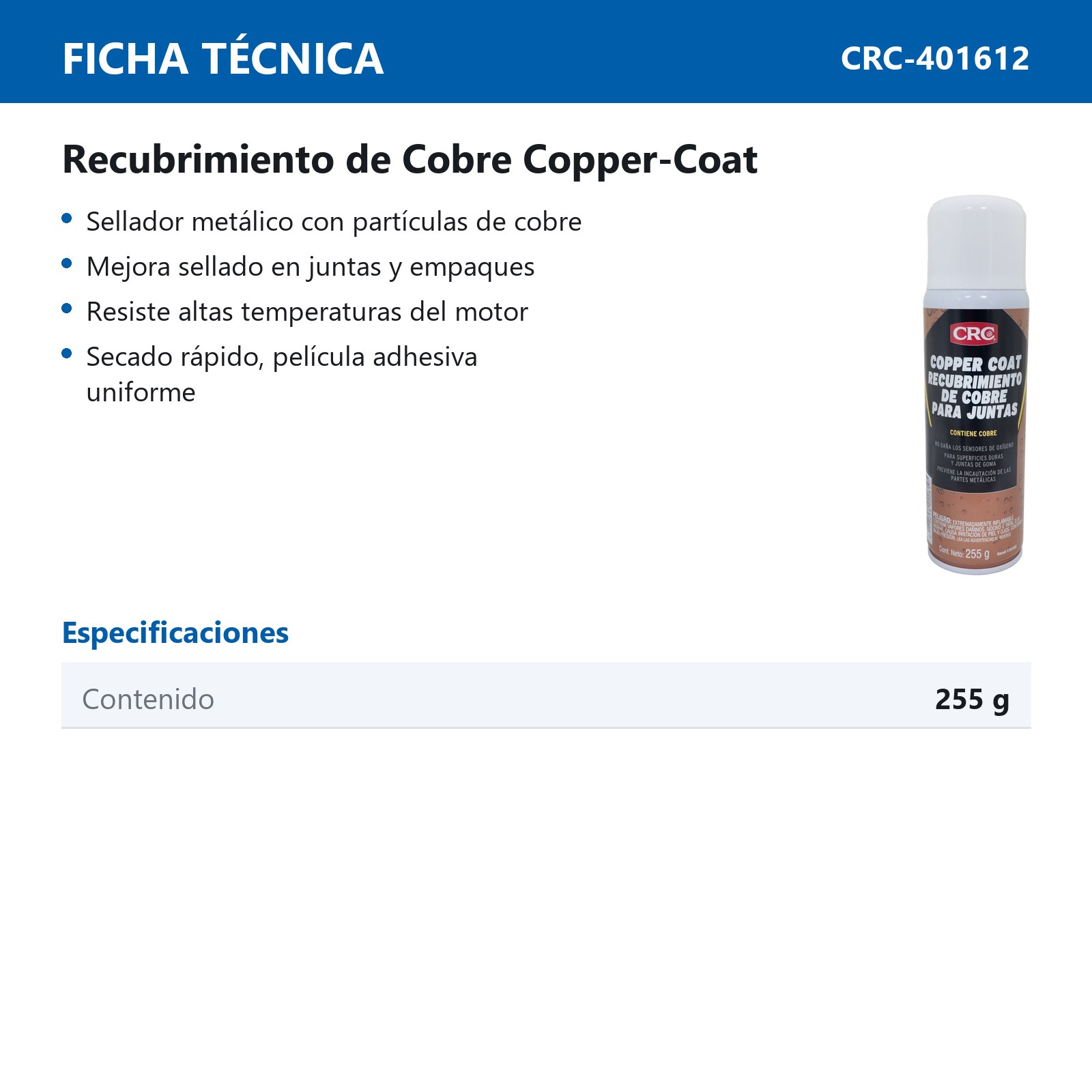 RECUBRIMIENTO DE COBRE COPPER-COAT AEROSOL (255G) - Imagen 3