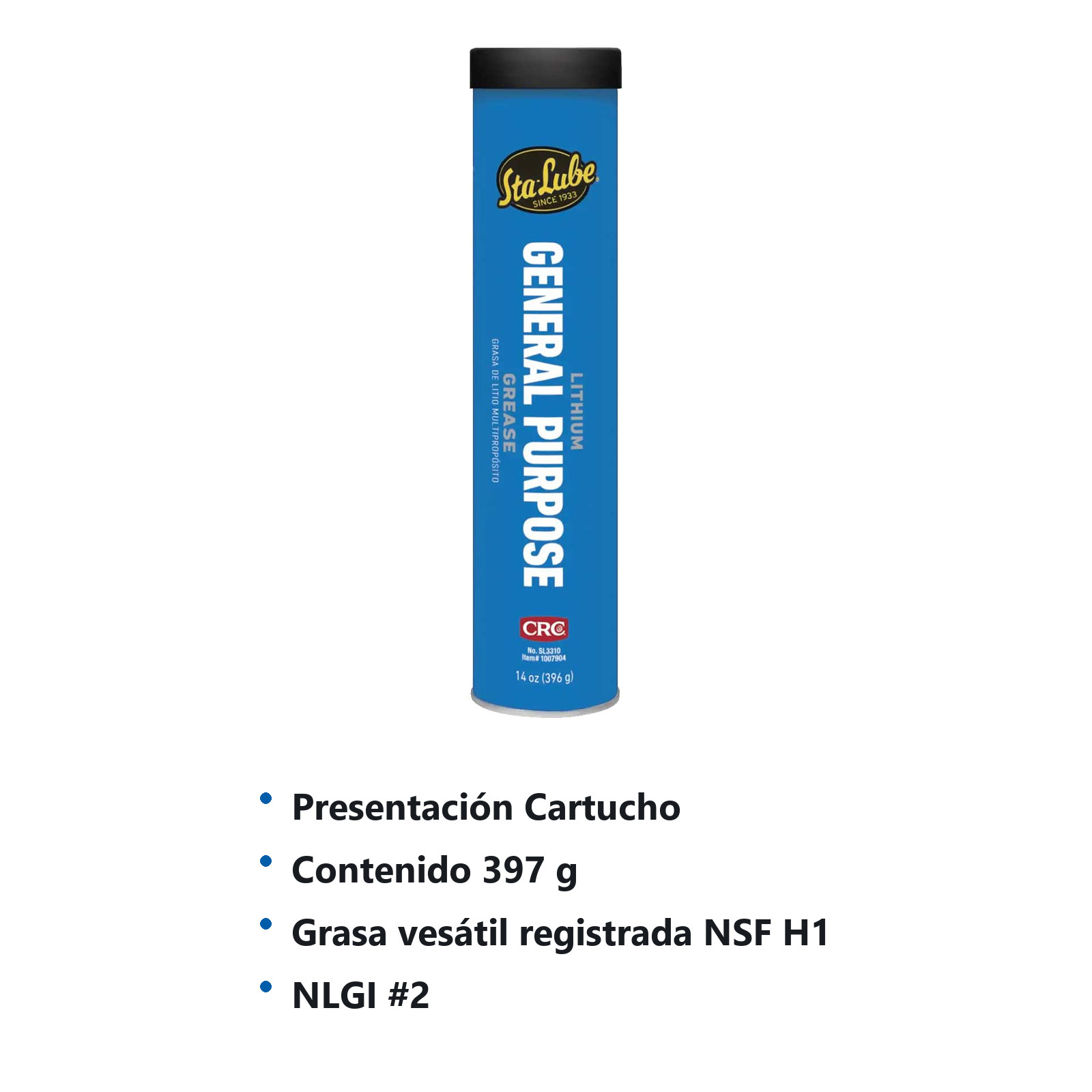 GRASA DE LITIO PARA USO GENERAL STA-LUBE CARTUCHO (397g) - Imagen 2