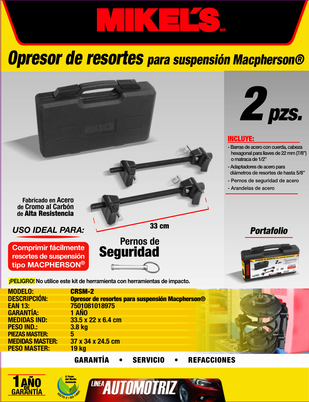 MIKELS CRSM-2 Kit opresor de resortes para suspensión McPherson® - Imagen 4