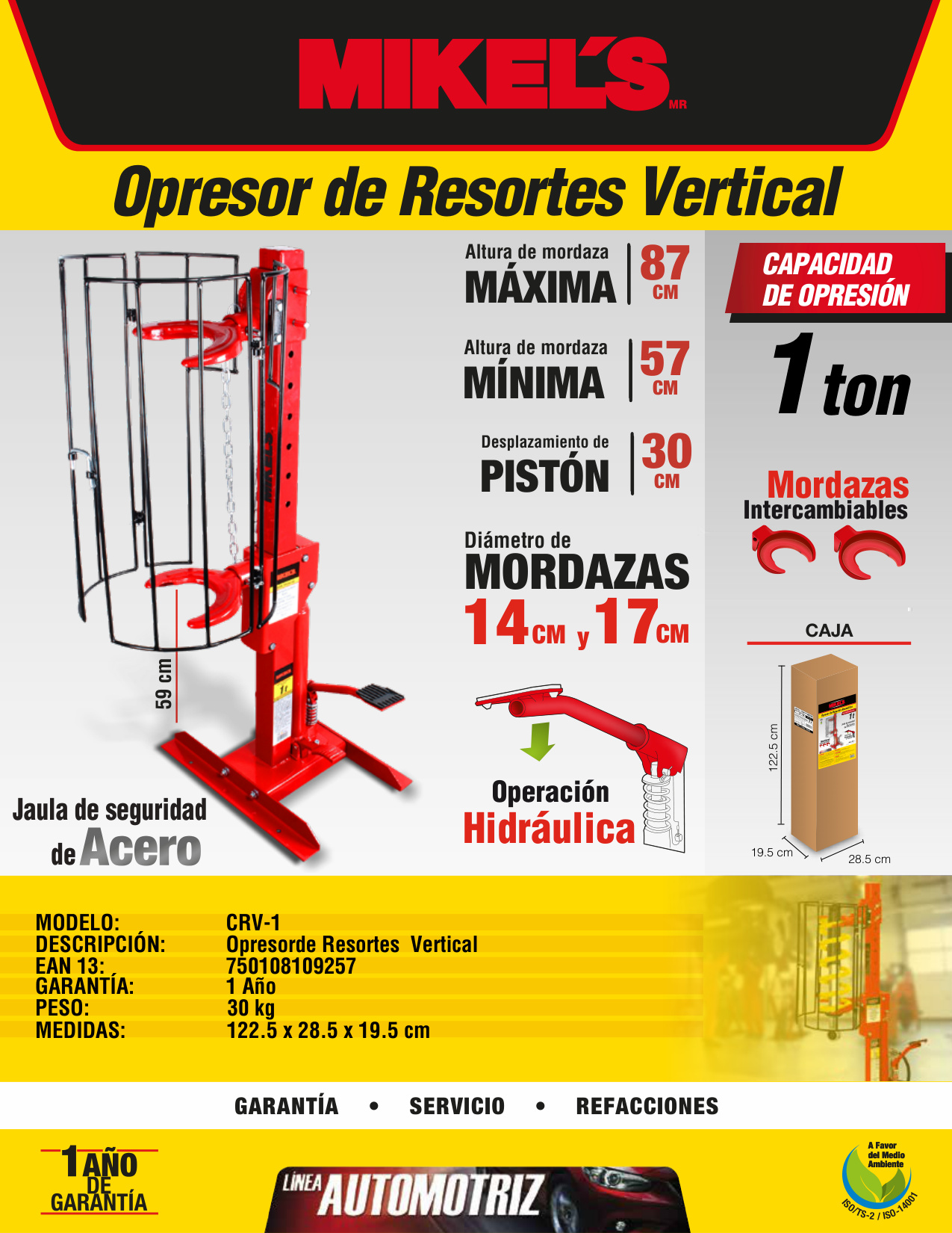 MIKELS CRV-1 Opresor de resortes hidráulico vertical fijo (1 ton) - Imagen 4