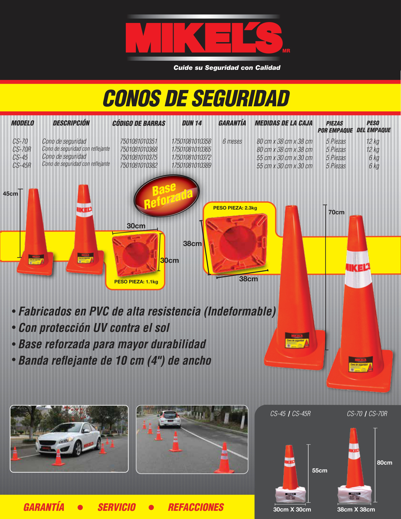 MIKELS CS-70R Cono de seguridad (70 cms, con reflejante) - Imagen 4