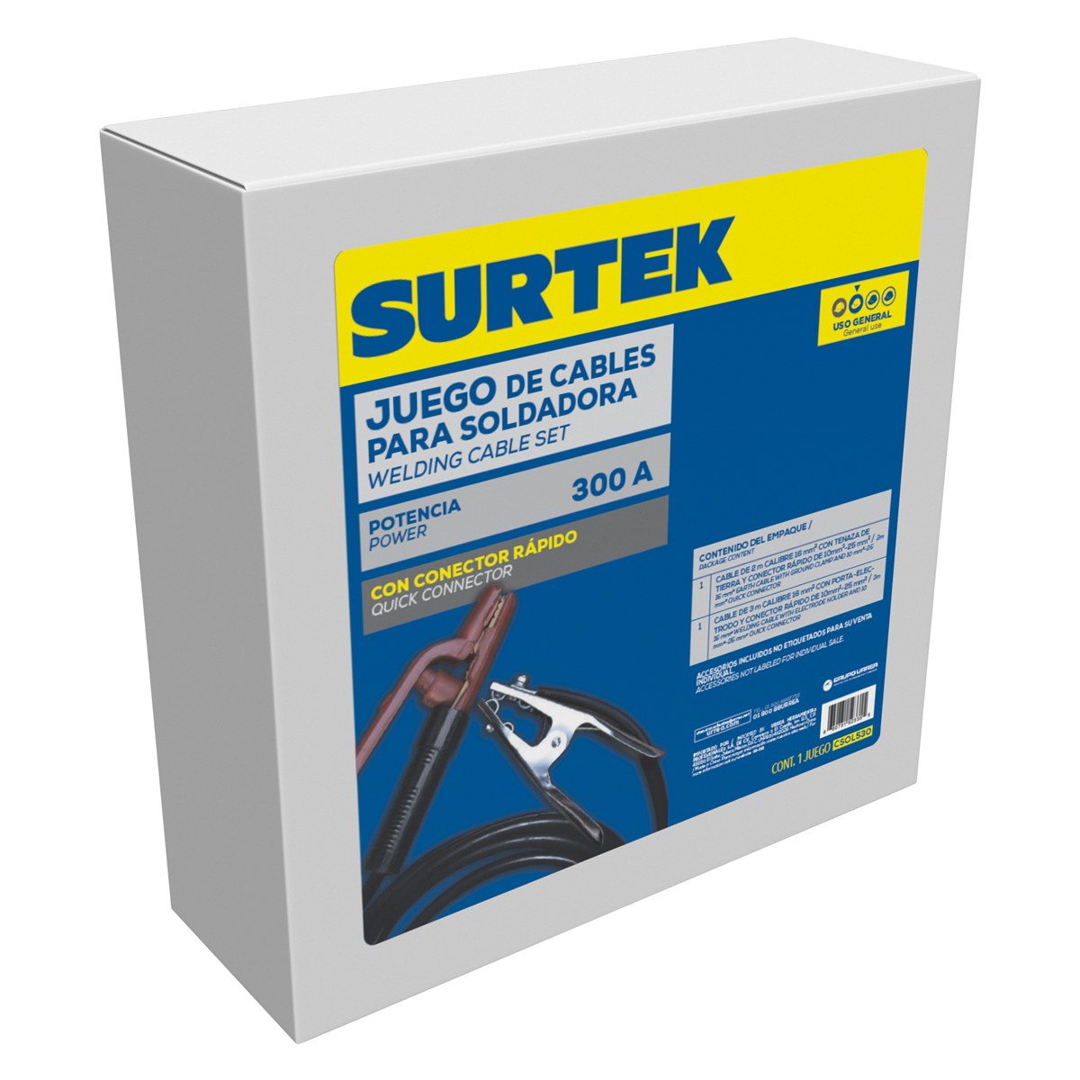 Juego de cables para soldadora 300 A, 3 m Surtek - Imagen 2