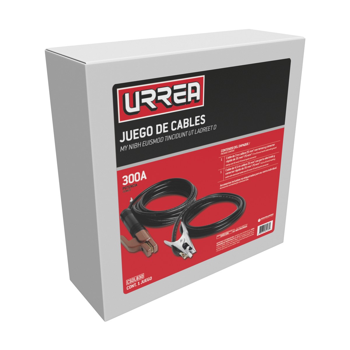 Juego de cables para soldadora 300 A, 4.5 m Urrea - Imagen 2