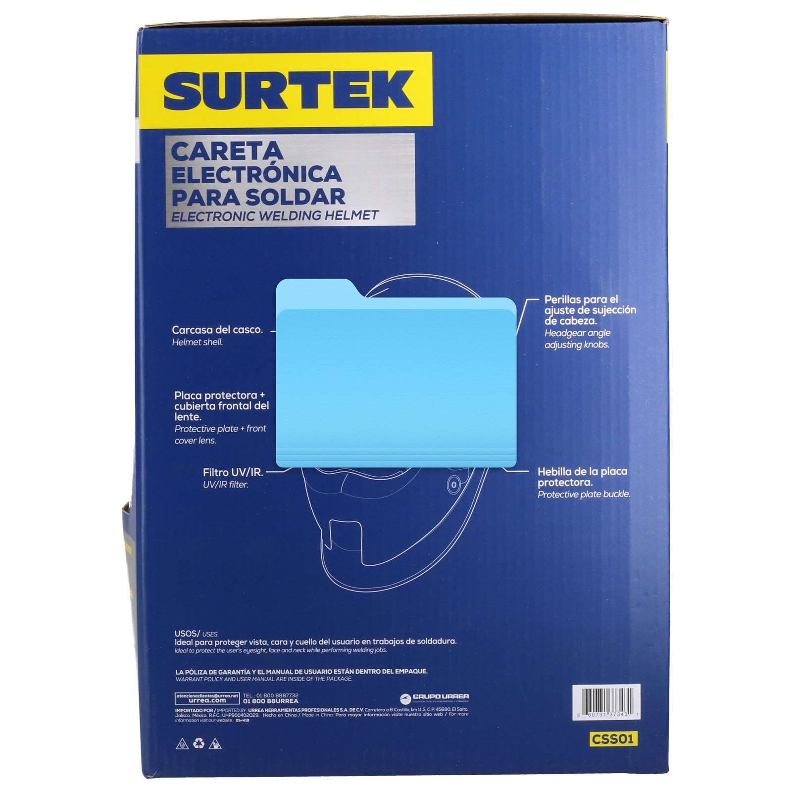 Careta electrónica para soldar con panel solar, alarma de batería baja Surtek - Imagen 4