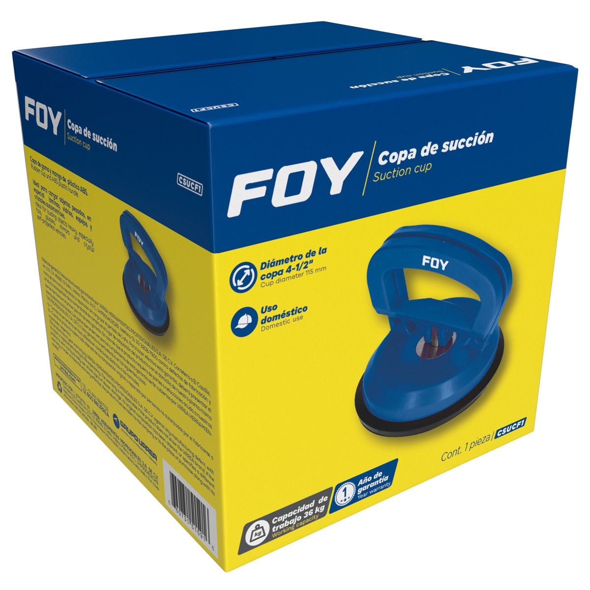 Copa de succión para vidrio 4-1/2" Foy - Imagen 2